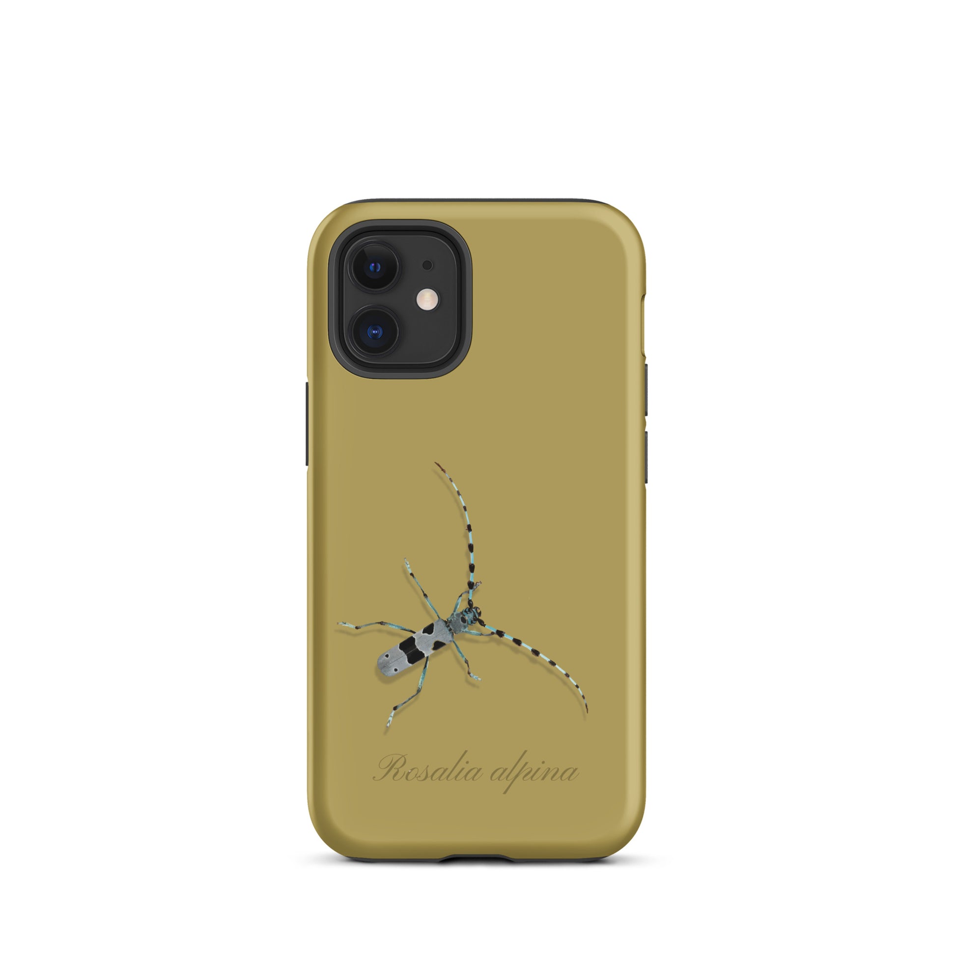 iPhone-Hülle Alpenbock in Ockergelb, Holzoptik, für iPhone 12/13, Schutzhülle mit Alpenmotiv