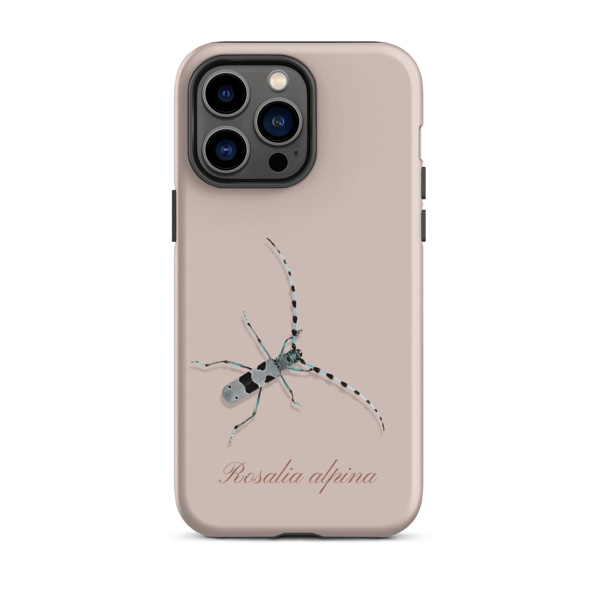 Rosa iPhone-Hülle Alpenbock mit Alpenmotiv, seitliche Ansicht