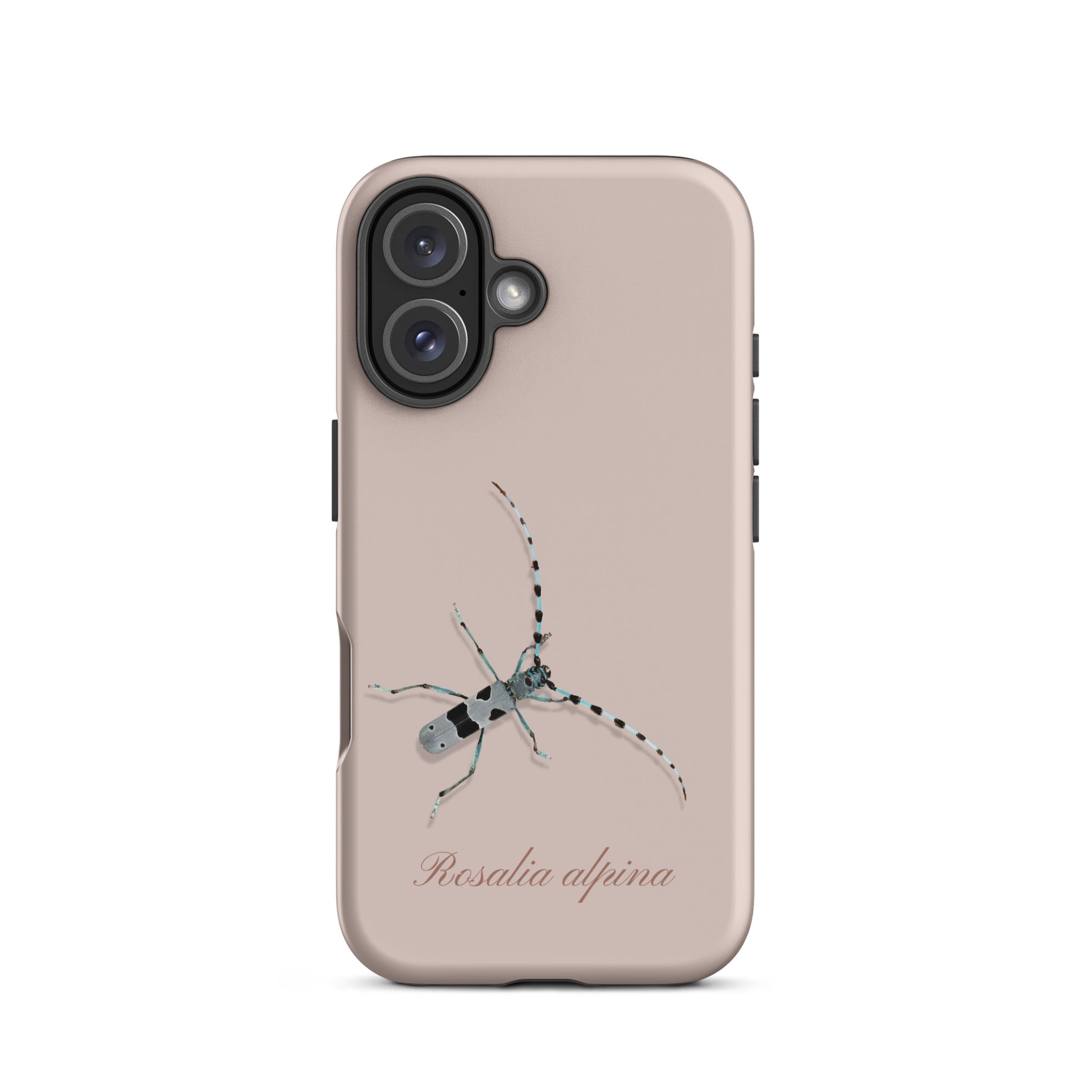 Rosa iPhone-Hülle mit Alpenbock-Motiv, schützende Silikonhülle für iPhone.
