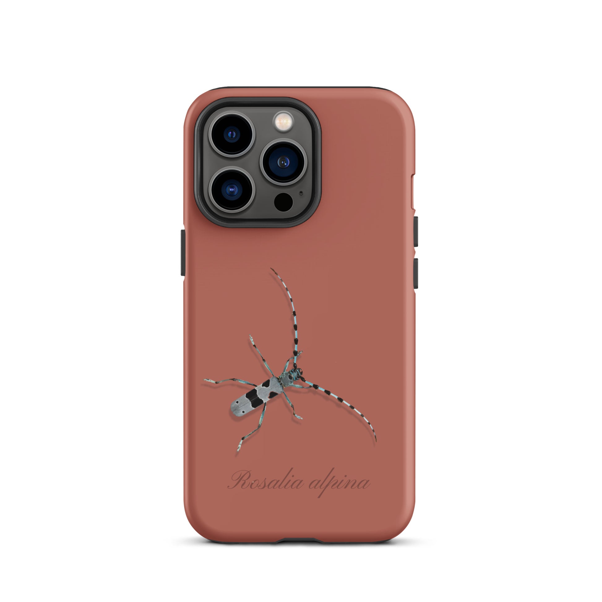 iPhone Case Alpenbock in Ziegelrot mit Holzoptik und Schutzfunktion
