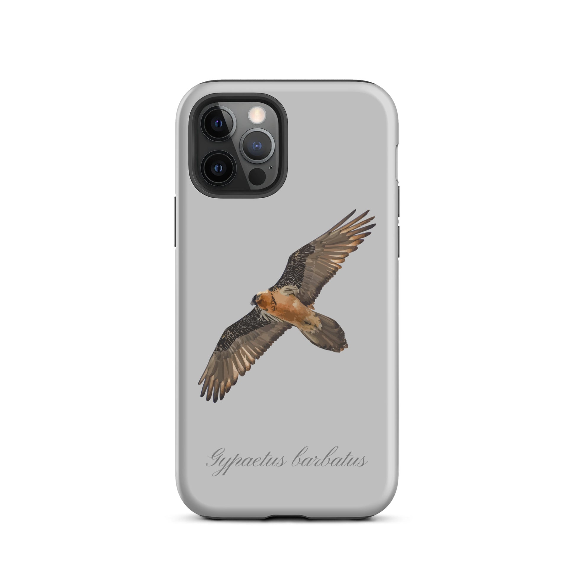 Graue iPhone-Hülle mit Bartgeier-Design, schützende Silikonhülle für Apple iPhone