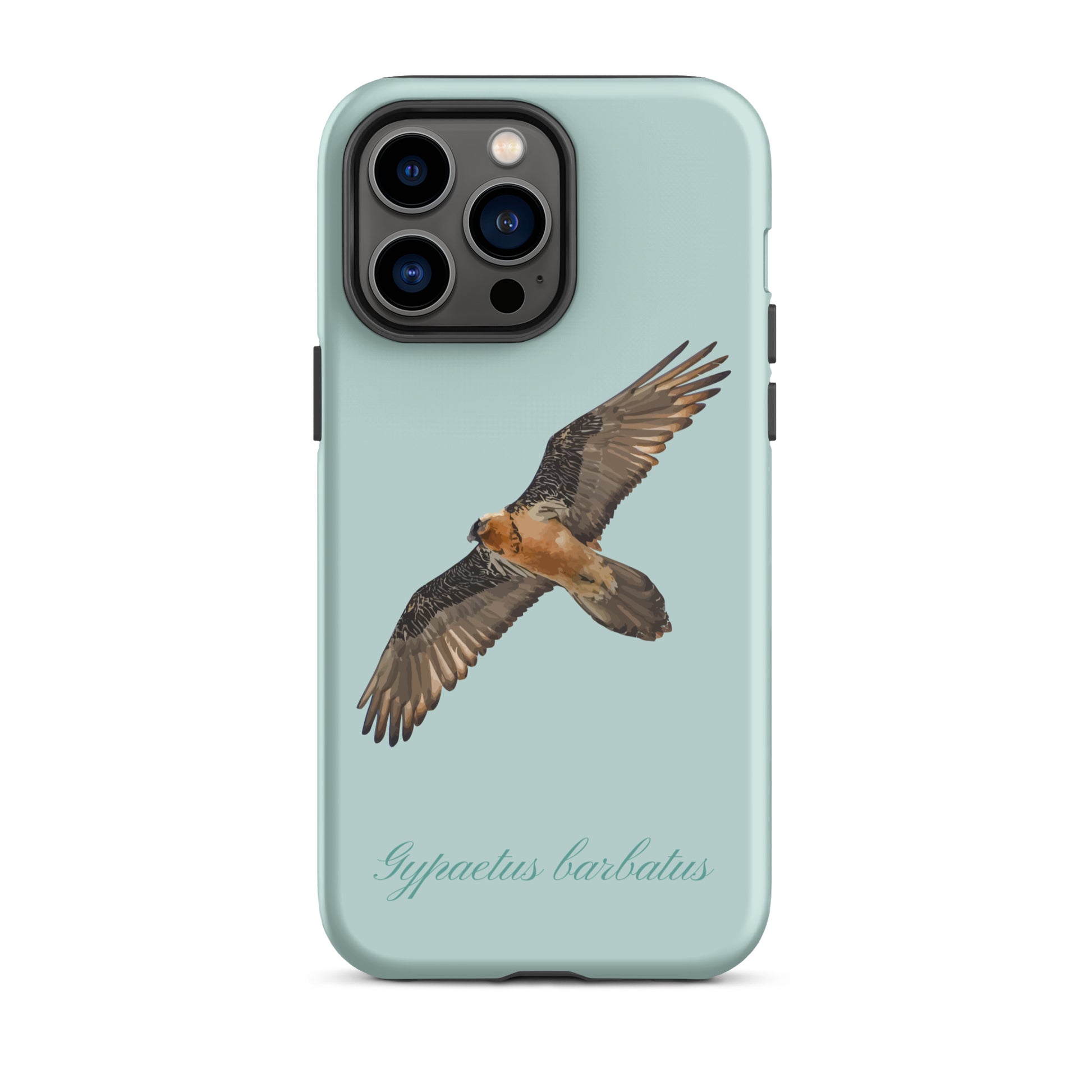iPhone Case mit Bartgeier Motiv in Hellblau, robuste Handyhülle mit Schutzfunktion