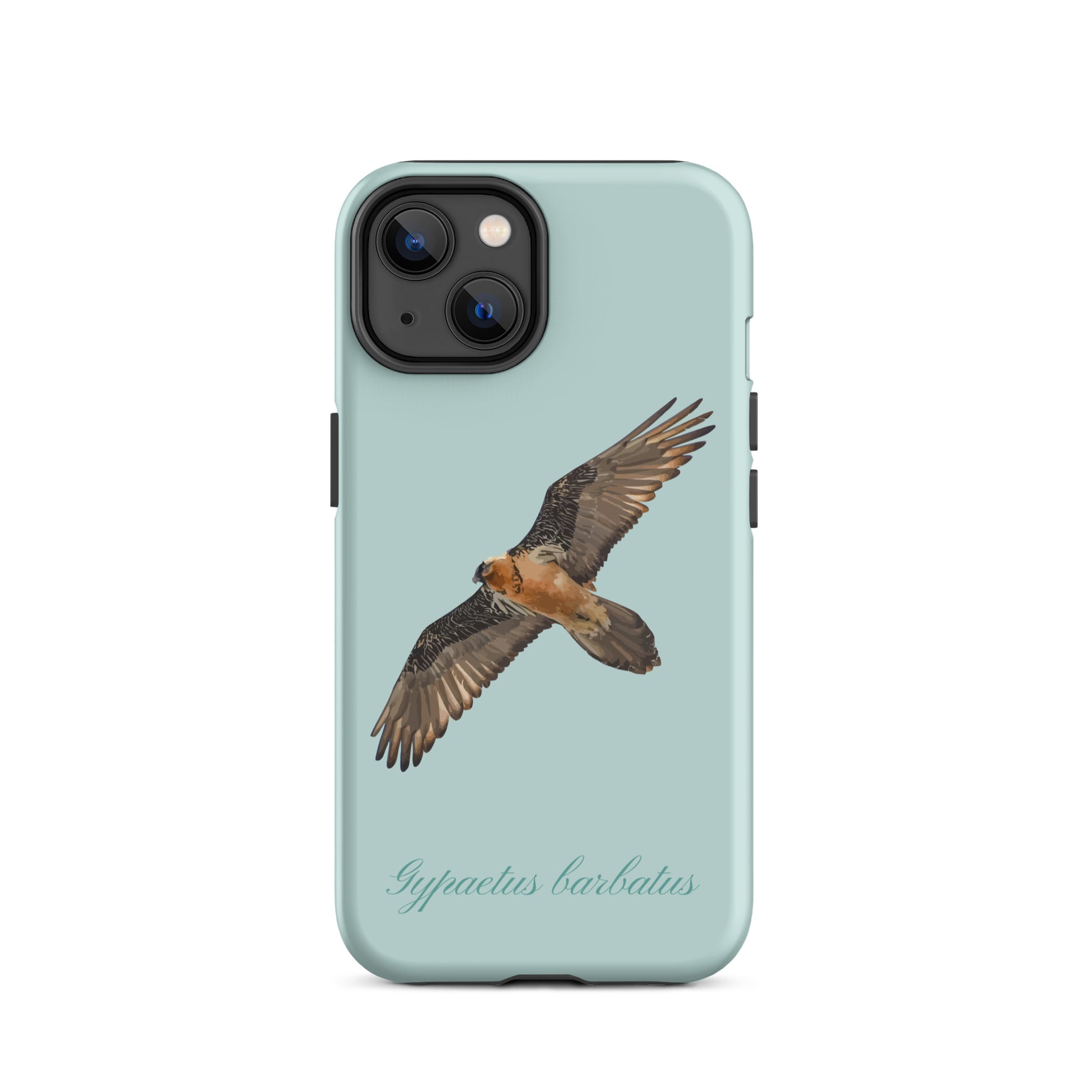 iPhone Hülle mit Bartgeier-Motiv in Hellblau, Schutzhülle aus robustem Material für Apple iPhone.