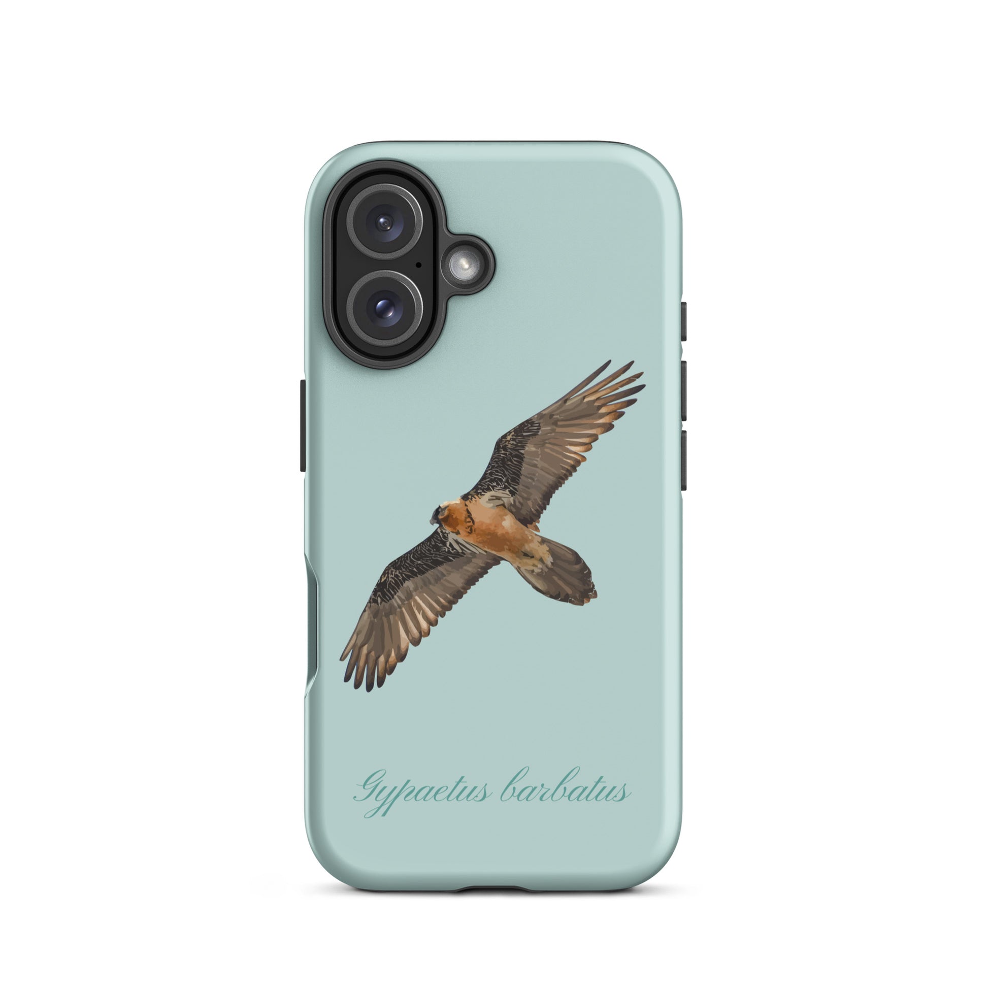 Handyhülle für iPhone mit Bartgeier-Motiv in Hellblau, robustes Design, präzise Aussparungen