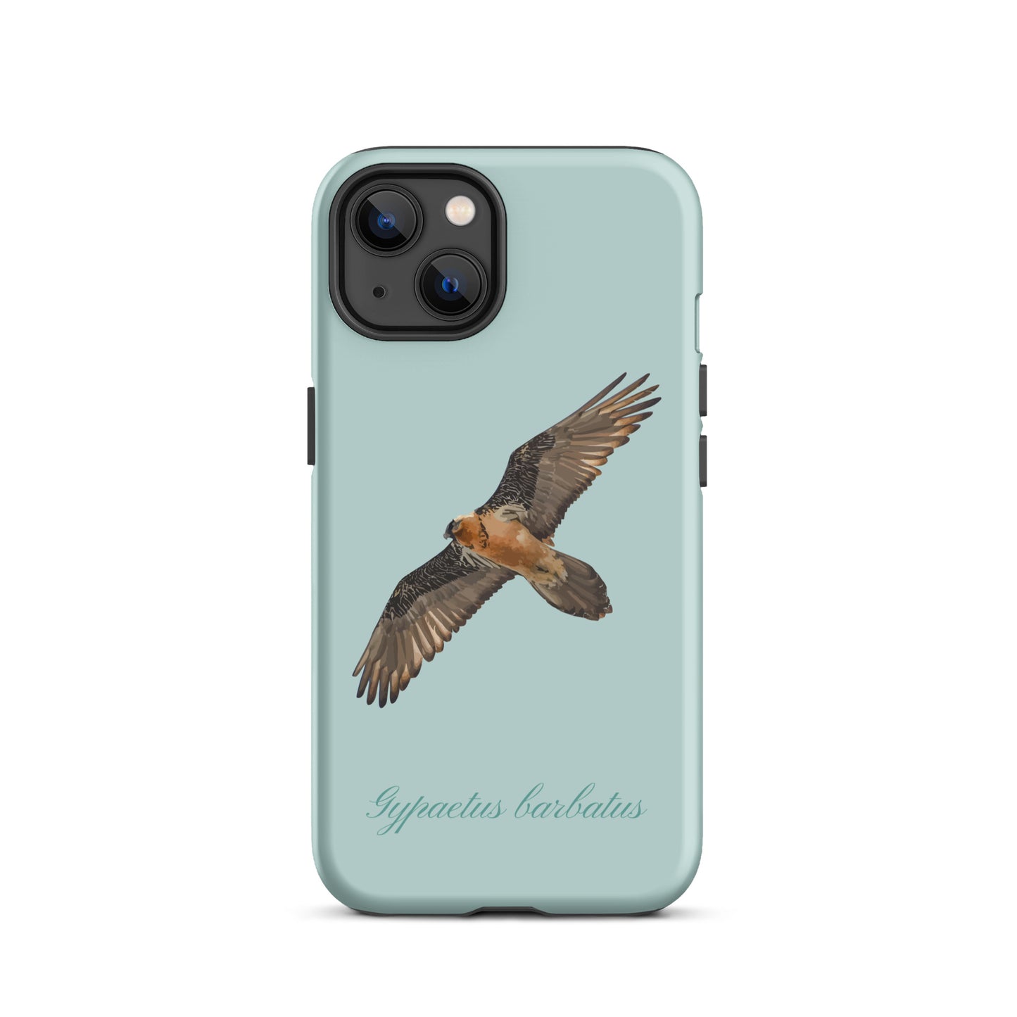 Hellblaue iPhone-Hülle mit Bartgeier-Motiv aus robustem Kunststoff, Schutzhülle für Apple iPhone
