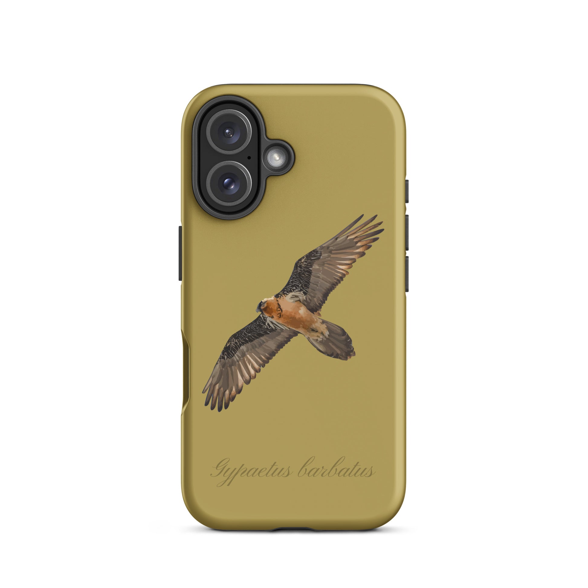 Handyhülle für iPhone mit Bartgeier Motiv in Ockergelb, robustes Design