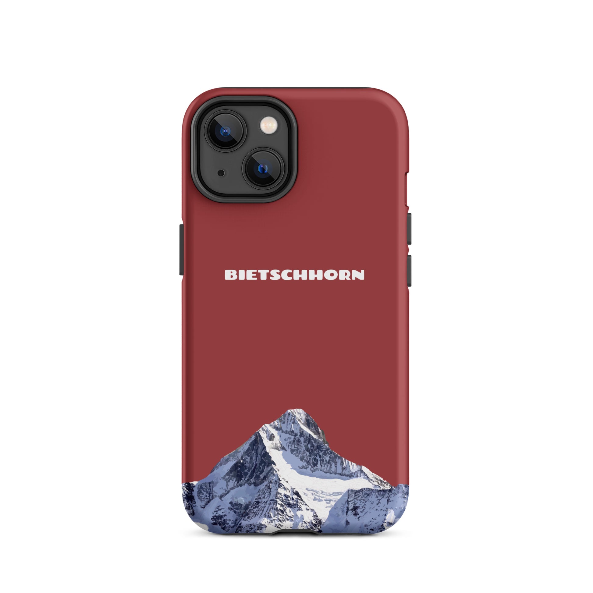Rote iPhone Handyhülle mit Bietschhorn-Motiv, hartes Case für Apple iPhone, Schutzhülle mit Alpenpanorama