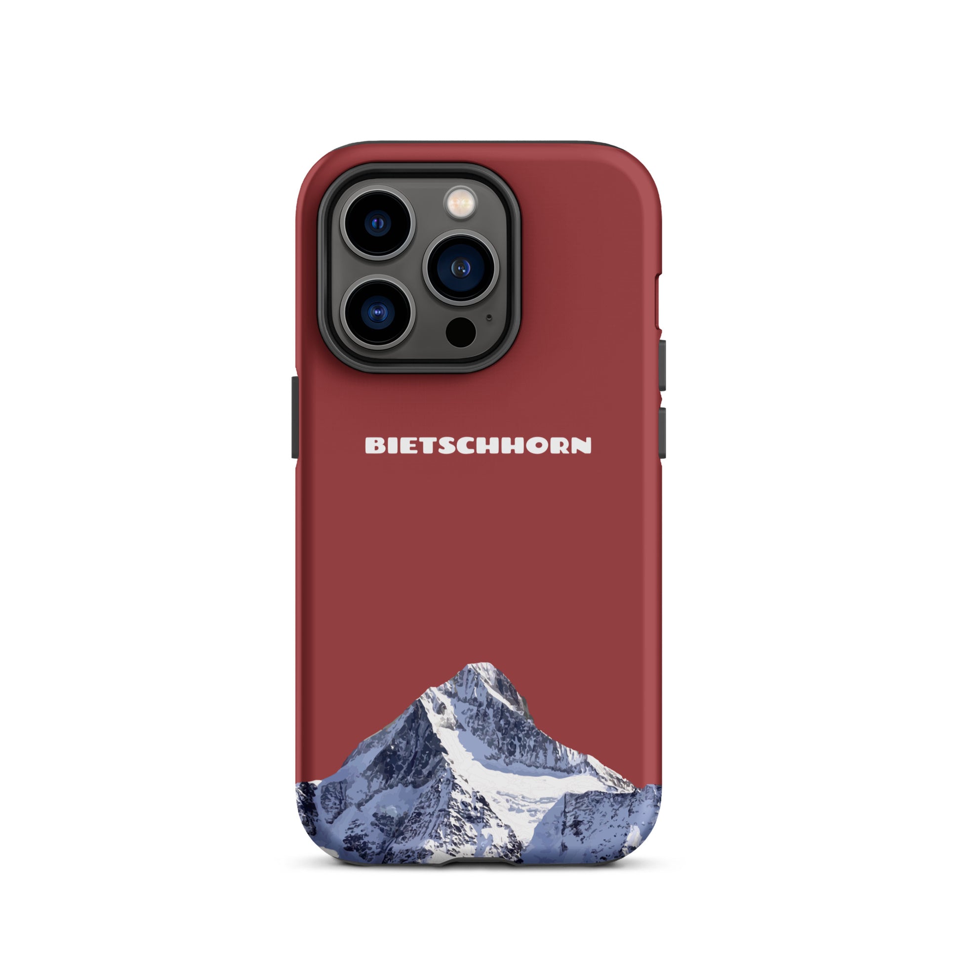 Rote iPhone-Hülle mit Bietschhorn-Motiv, hartes Case für Apple iPhone, Schutzhülle mit Alpenpanorama