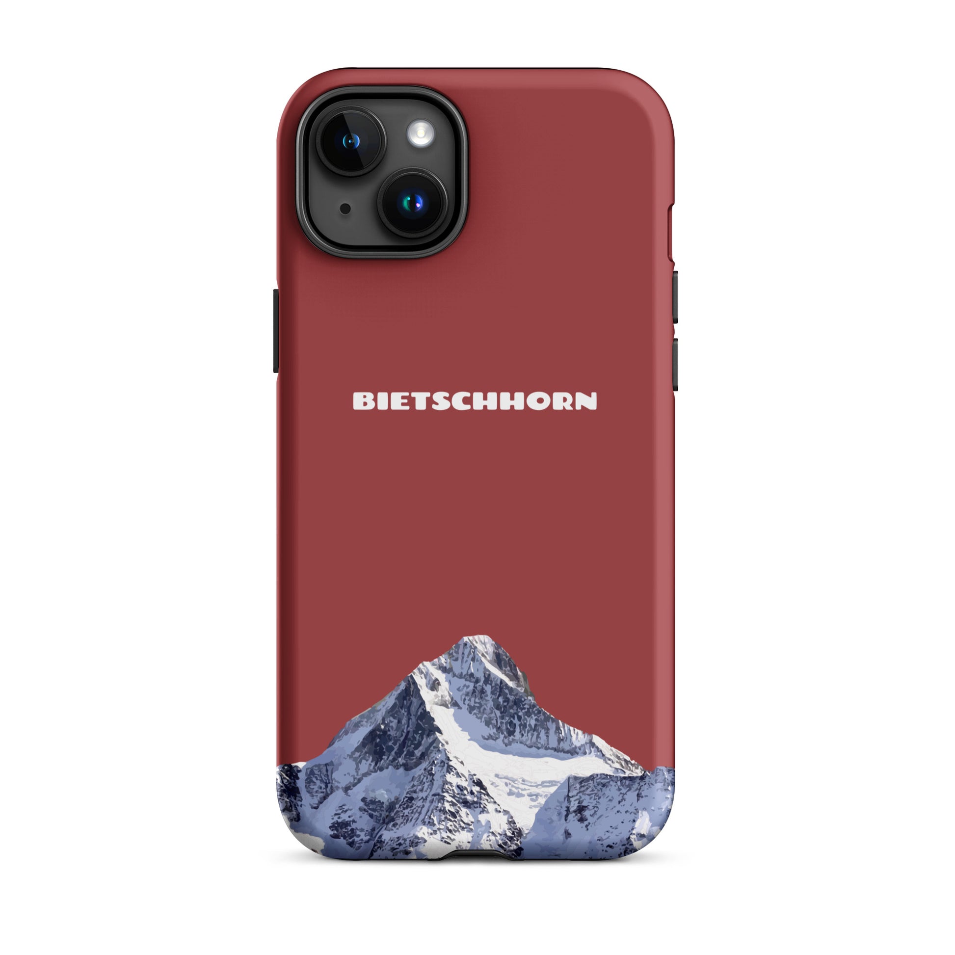 Rote iPhone Handyhülle mit Bietschhorn-Motiv, hartes Case für Apple iPhone, Schutzhülle mit Alpenpanorama