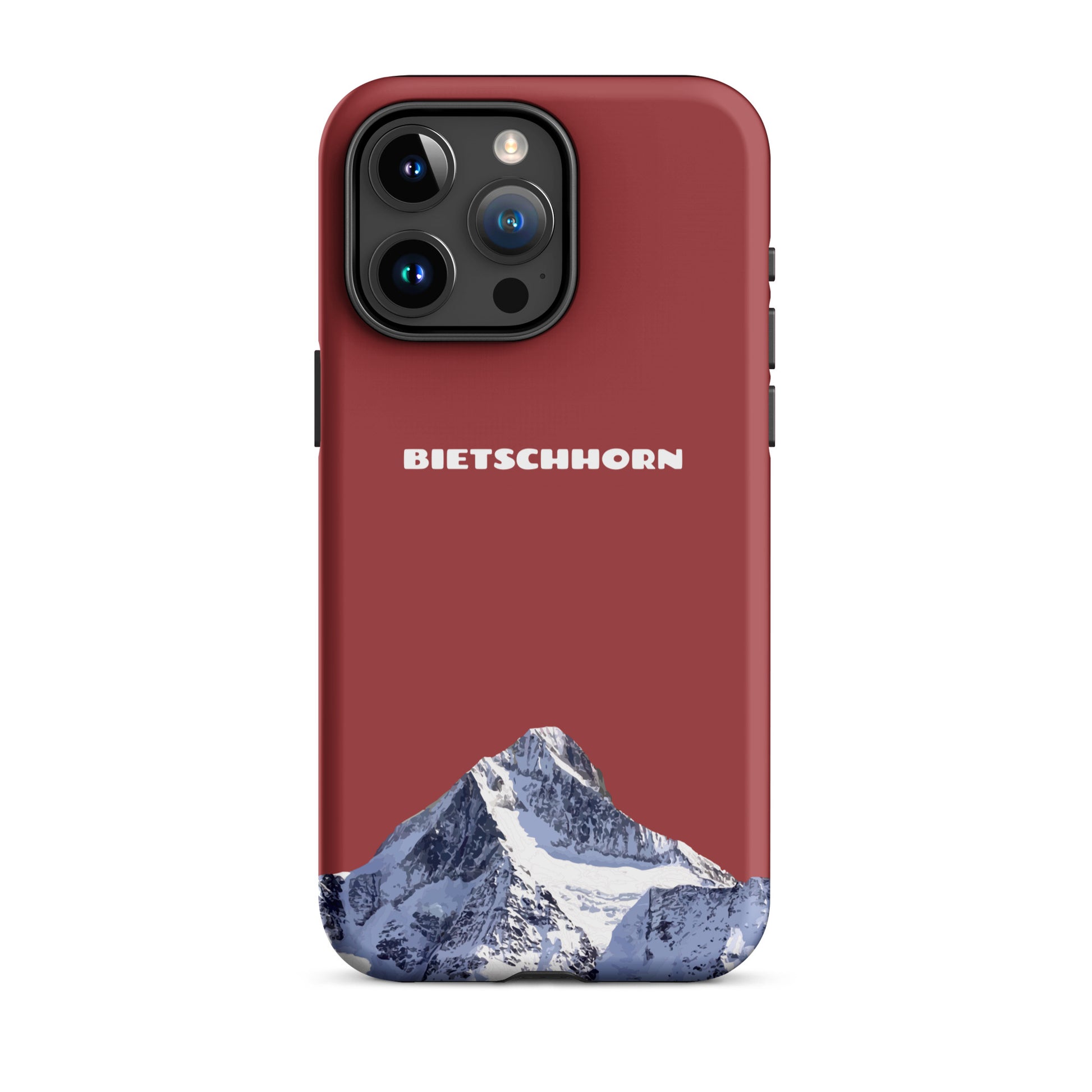 Rote iPhone Handyhülle mit Bietschhorn-Motiv, hartes Case für Apple iPhone, Schutzhülle mit Alpenlandschaft