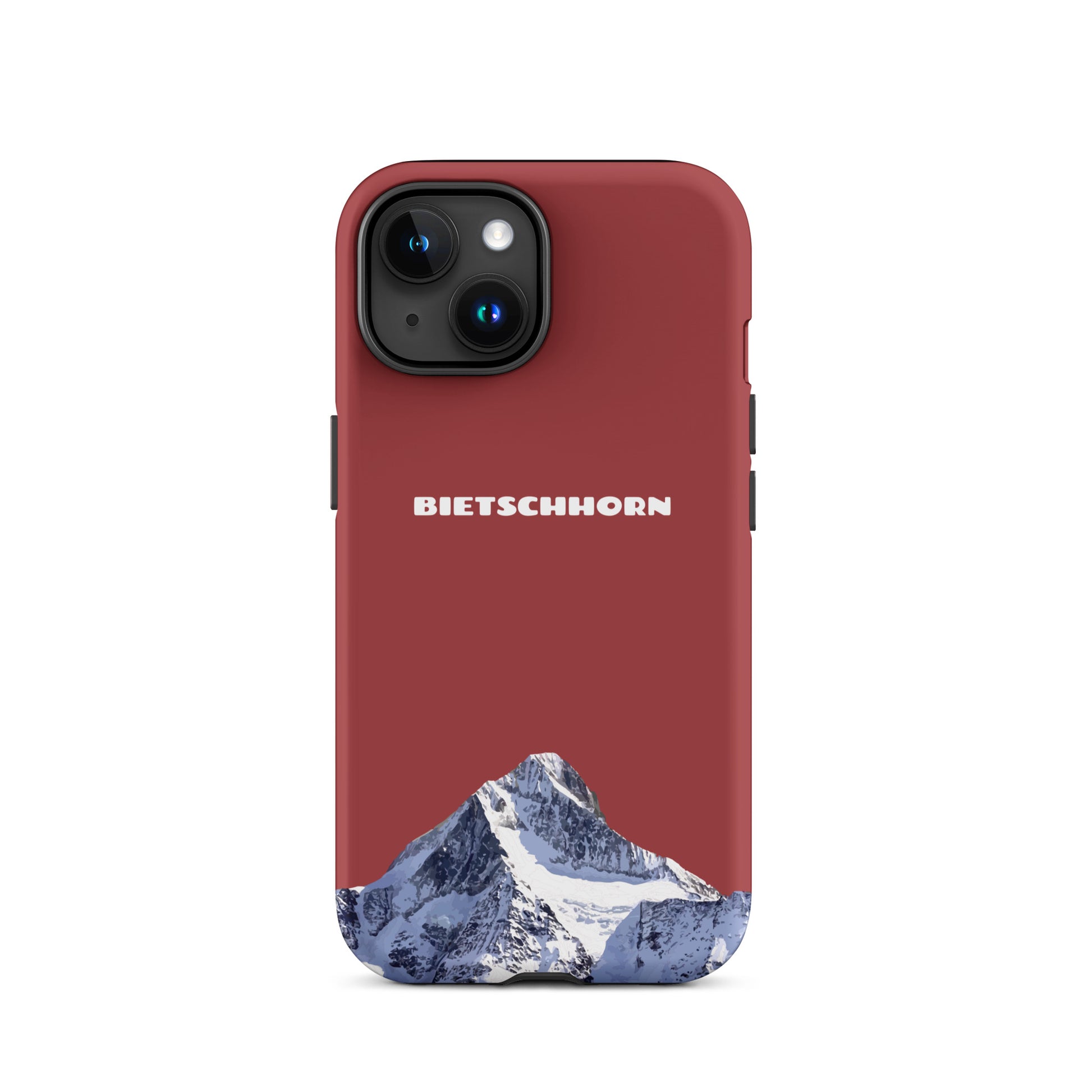 Rote iPhone Handyhülle mit Bietschhorn-Motiv, hartes Case für Apple iPhone, Schutzhülle mit Alpenpanorama
