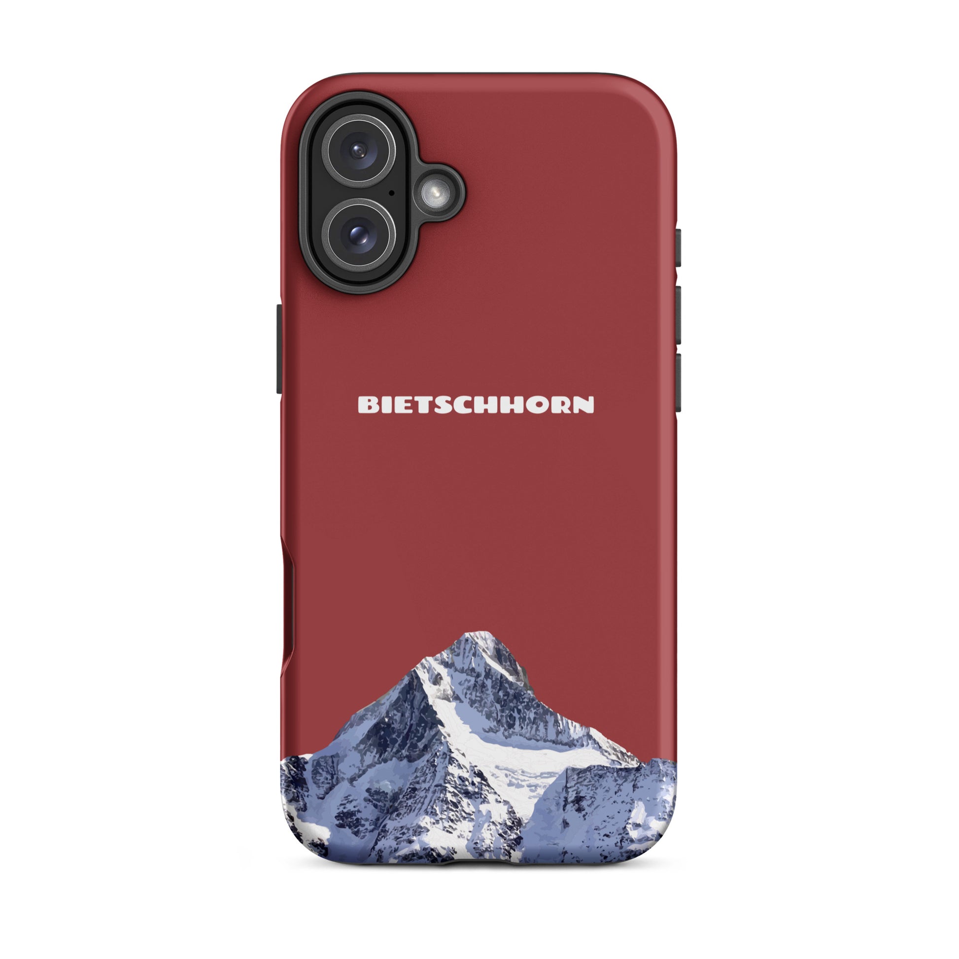 Rote iPhone Handyhülle mit Bietschhorn-Motiv, hartes Case für Apple iPhone, Schutzhülle mit Alpenpanorama