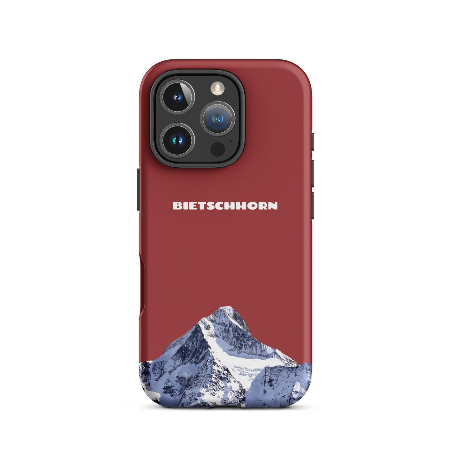Rote iPhone Handyhülle mit Bietschhorn-Motiv, Hard Case für Apple iPhone, Schutzhülle mit Alpenpanorama