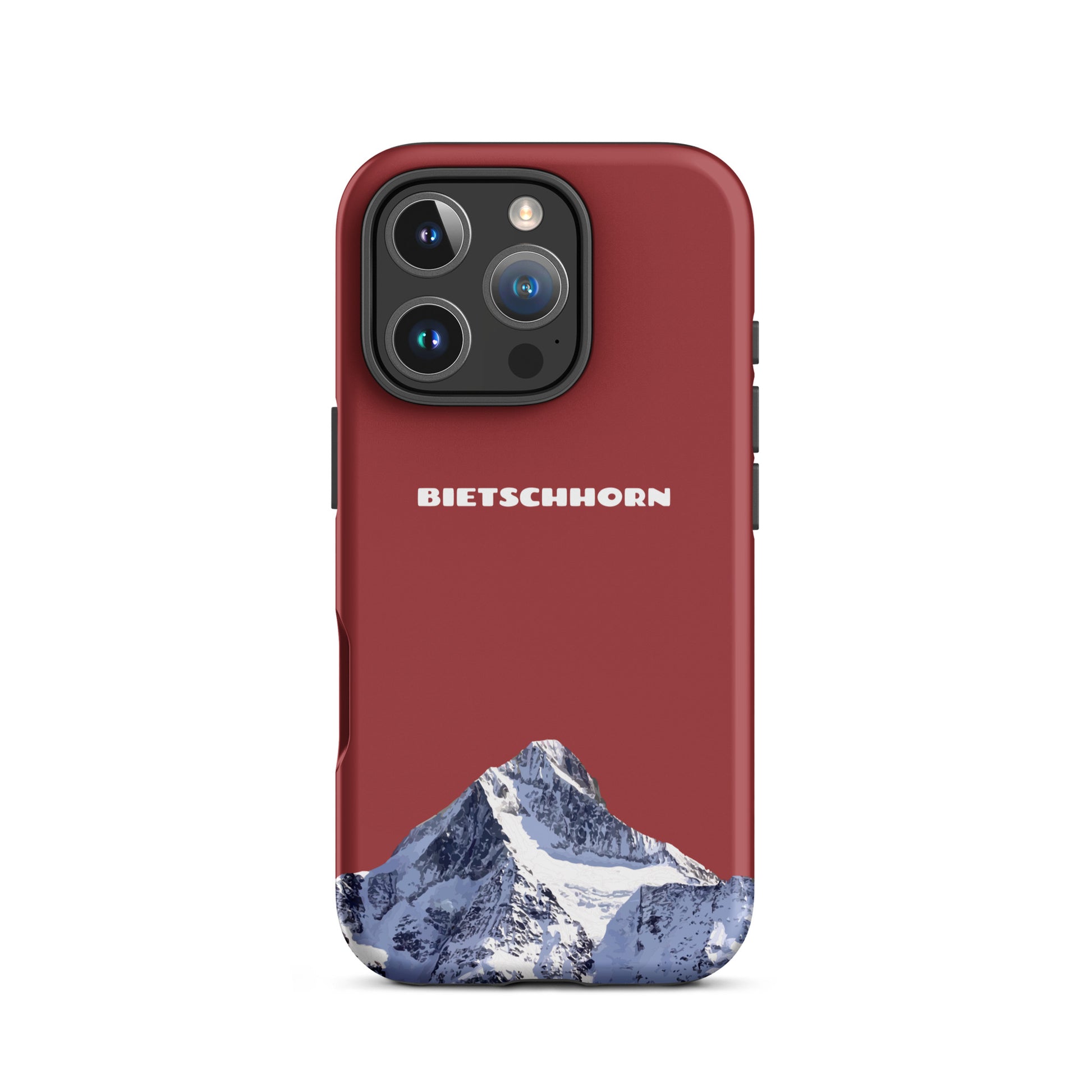Rote iPhone Handyhülle mit Bietschhorn-Motiv, Hard Case für Apple iPhone, Schutzhülle mit Alpenpanorama