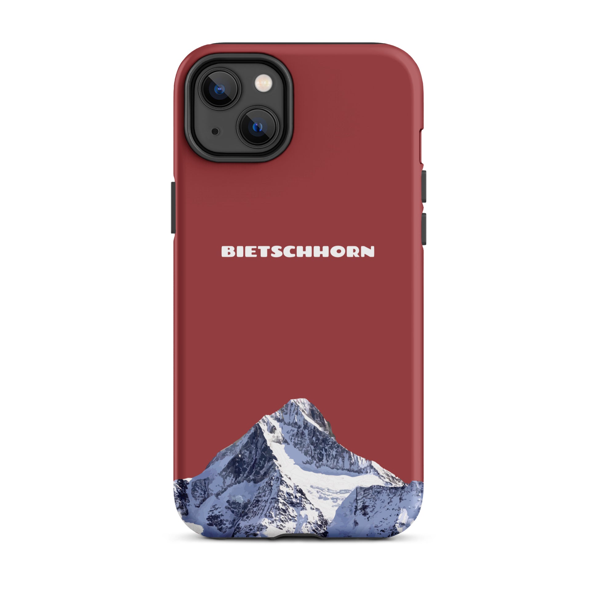 Rote iPhone Handyhülle mit Bietschhorn-Motiv, hartes Case für Apple iPhone, Schutzhülle mit Alpenpanorama