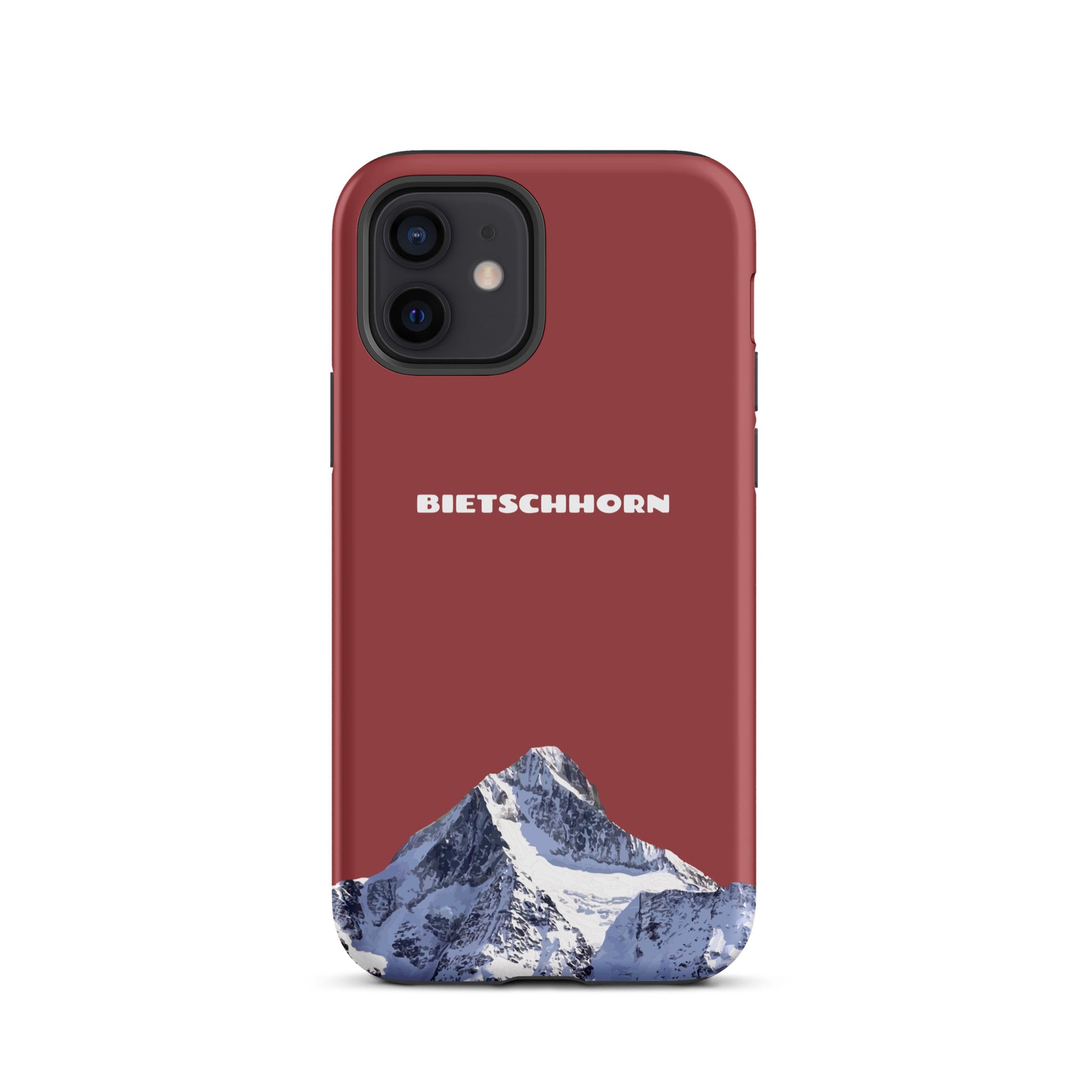 Rote iPhone Handyhülle mit Bietschhorn-Motiv, hartes Case für Apple iPhone, Schutzhülle mit Alpenpanorama