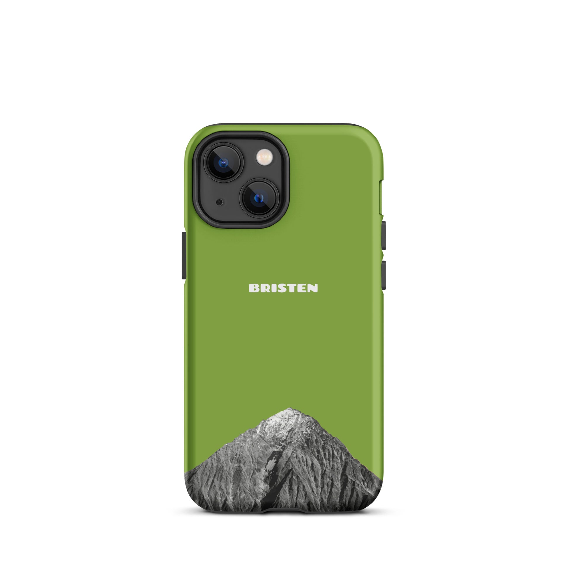 Gelbgrüne iPhone 13 Mini Hülle aus recyceltem Kunststoff mit strukturierter Oberfläche