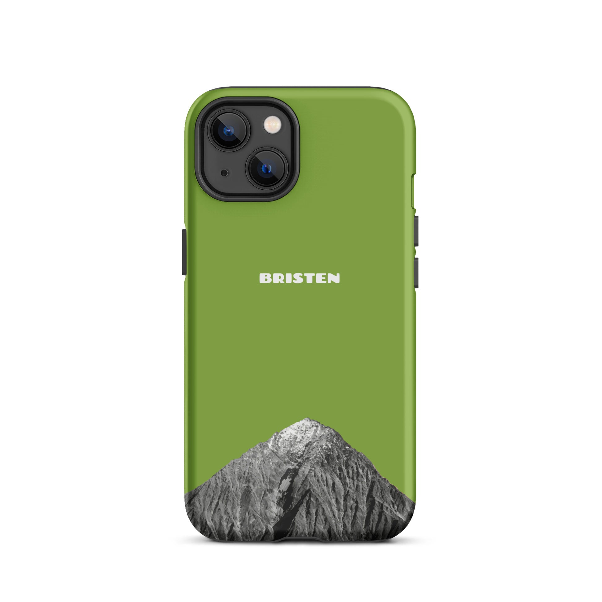 Gelbgrüne iPhone 13 Hülle aus Silikon mit strukturierter Oberfläche für besseren Grip.