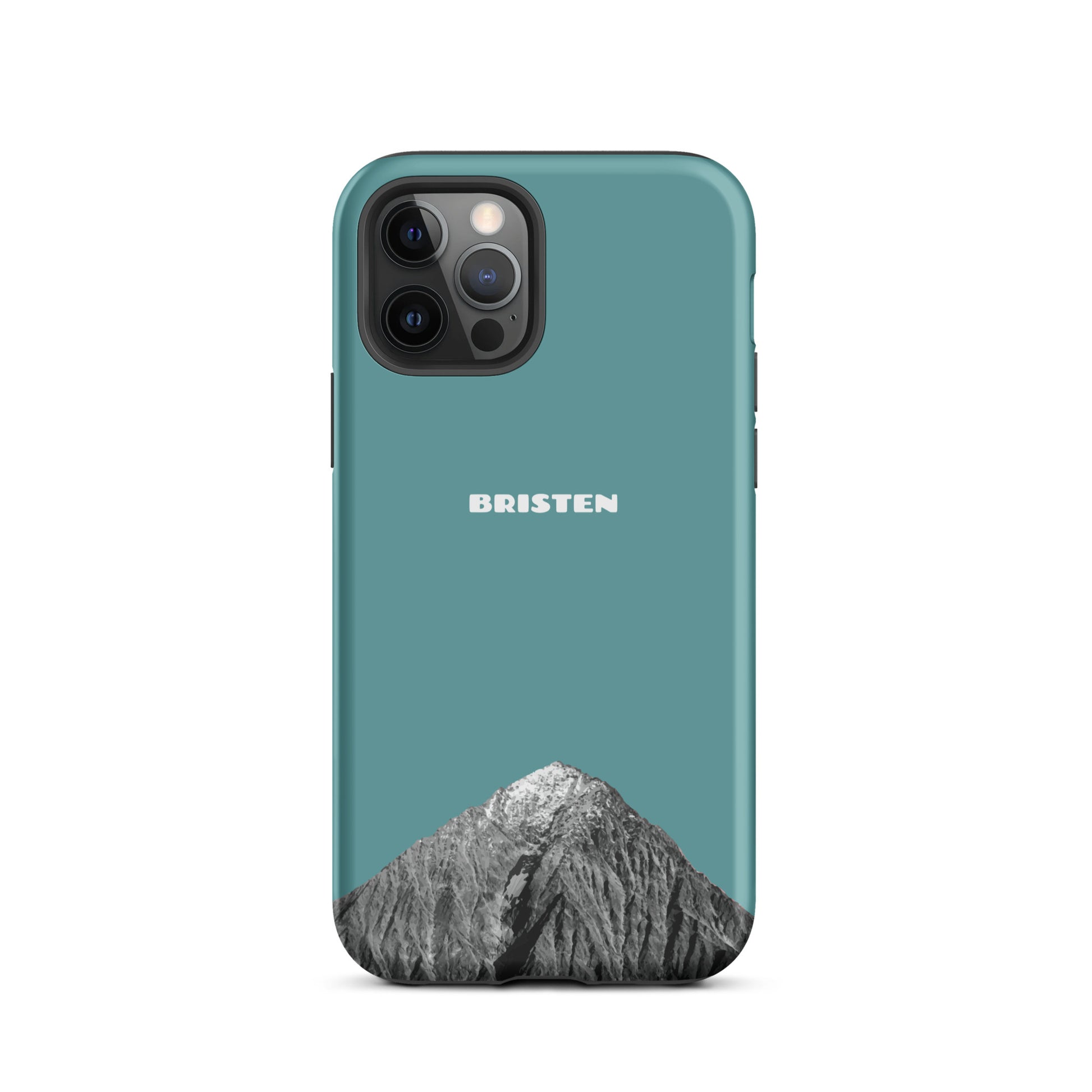 Kadettenblaue iPhone 12 Pro Handyhülle aus Leder mit strukturierter Oberfläche von Bristen.