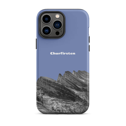 iPhone Hülle mit Churfirsten-Motiv in Pastellblau, robustes Design aus Silikon, Schutzhülle mit attraktivem Bergpanorama