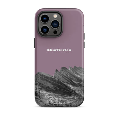 iPhone Hülle mit Churfirsten-Motiv in Pastellviolett, robustes Design, Schutzhülle für iPhone.
