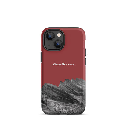 Robuste iPhone-Hülle mit Churfirsten-Motiv in Rot, Schutzhülle mit Bergdesign aus der Schweiz.