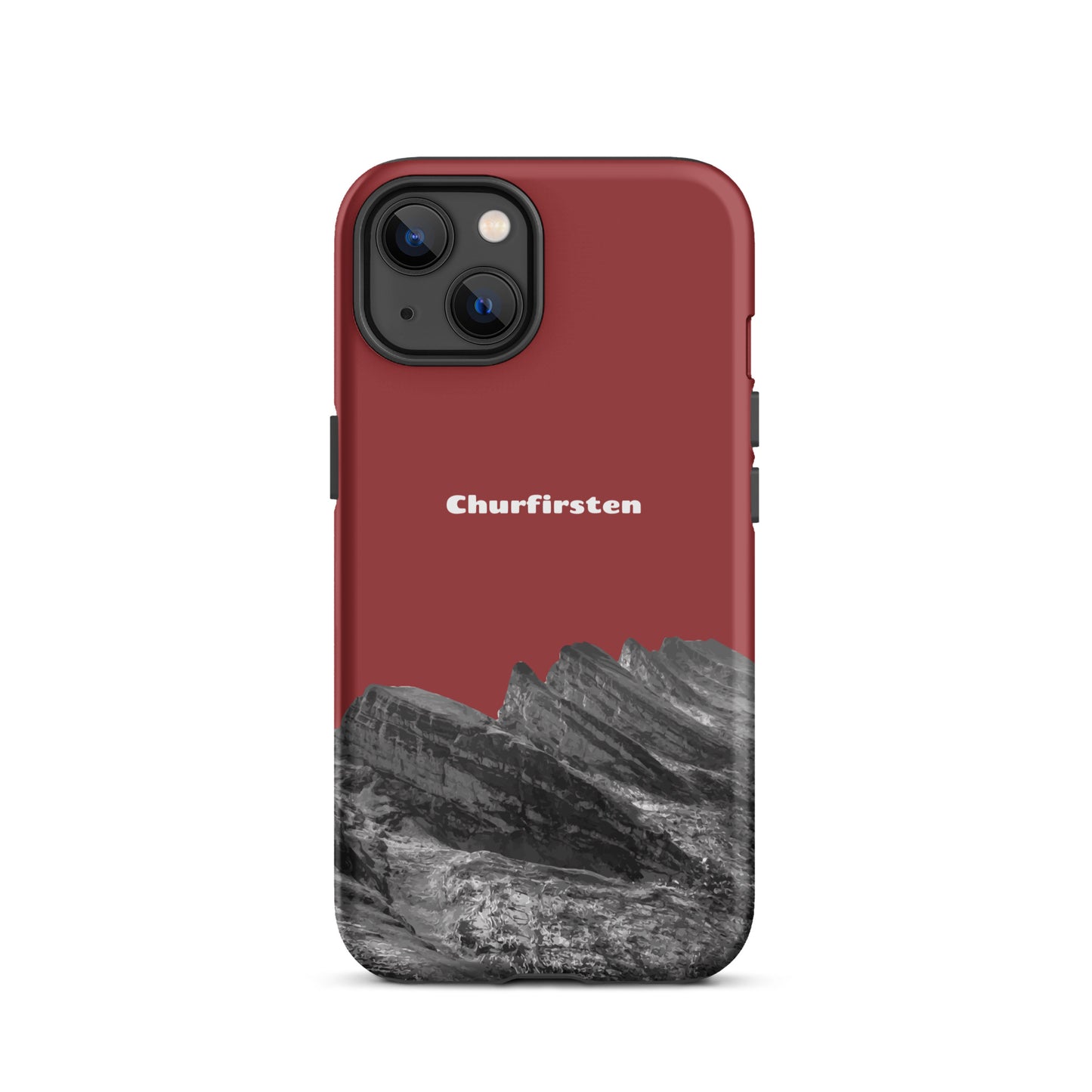 Robuste iPhone-Hülle in Rot mit Churfirsten-Motiv, Schutzhülle mit attraktivem Design für iPhone.