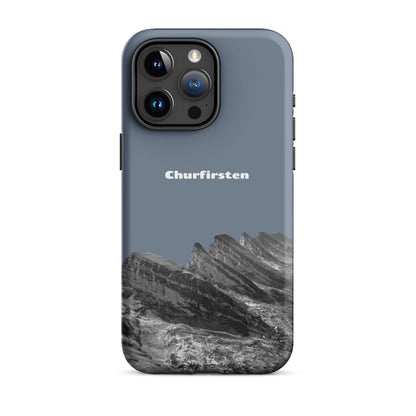 Schiefergraue iPhone-Hülle mit Churfirsten-Motiv, robustes Design, Schutzhülle für iPhone.