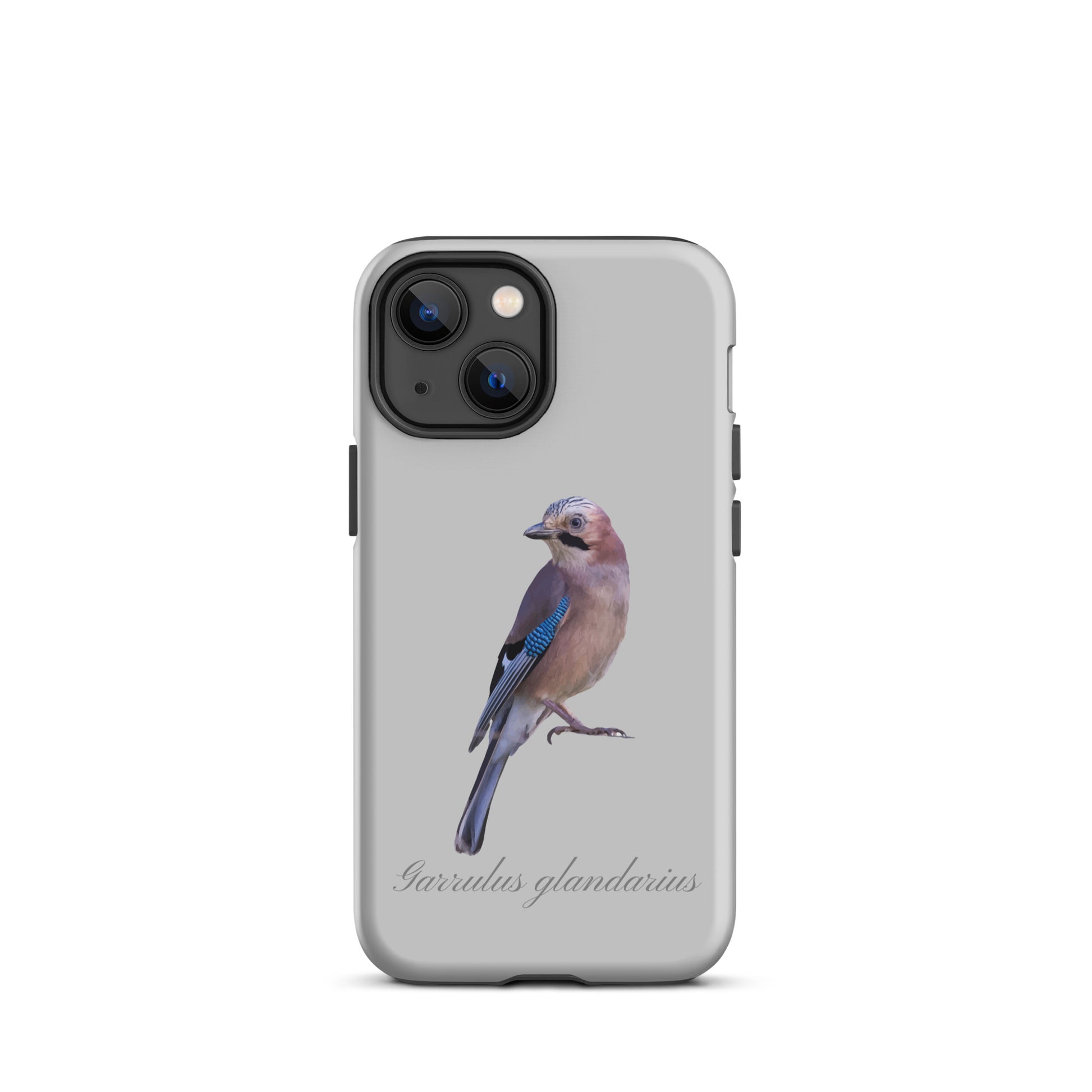 Graue iPhone-Hülle mit Eichelhäher-Motiv, Schutzhülle aus robustem Material für Apple iPhone