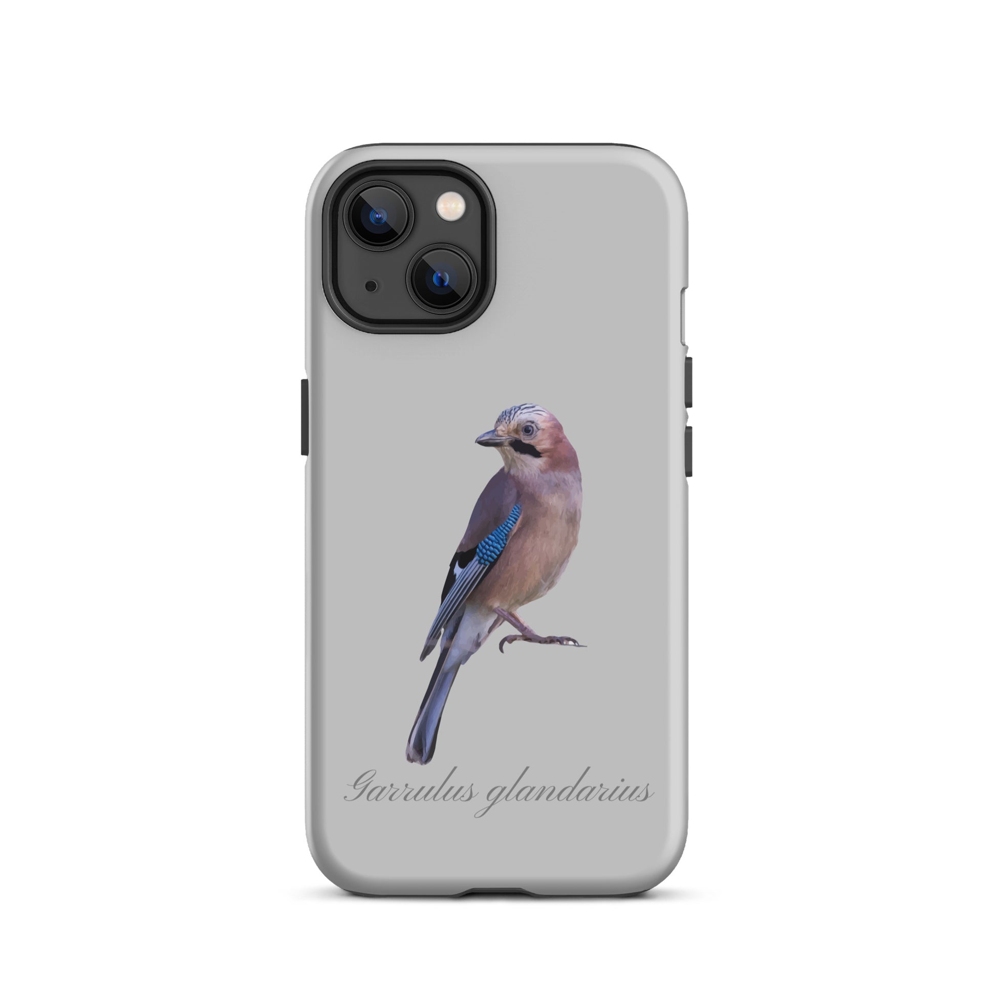 Graue iPhone-Hülle mit Eichelhäher-Design aus robustem Kunststoff, Schutzhülle für Apple iPhone