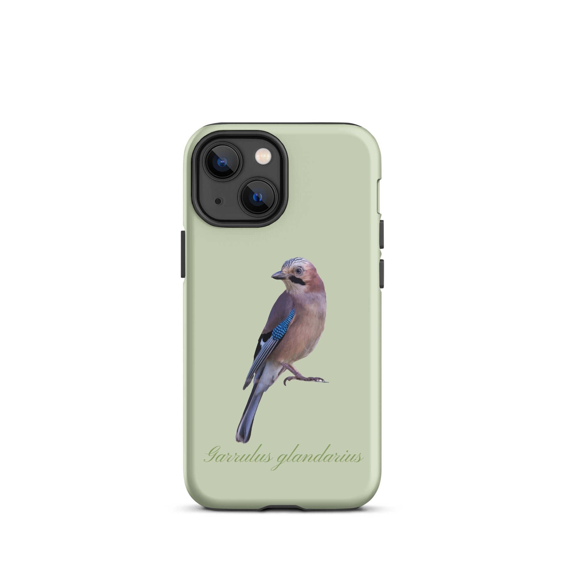 iPhone Hülle mit Eichelhäher-Design in Hellgrün, Schutzhülle aus Silikon für Apple iPhone.