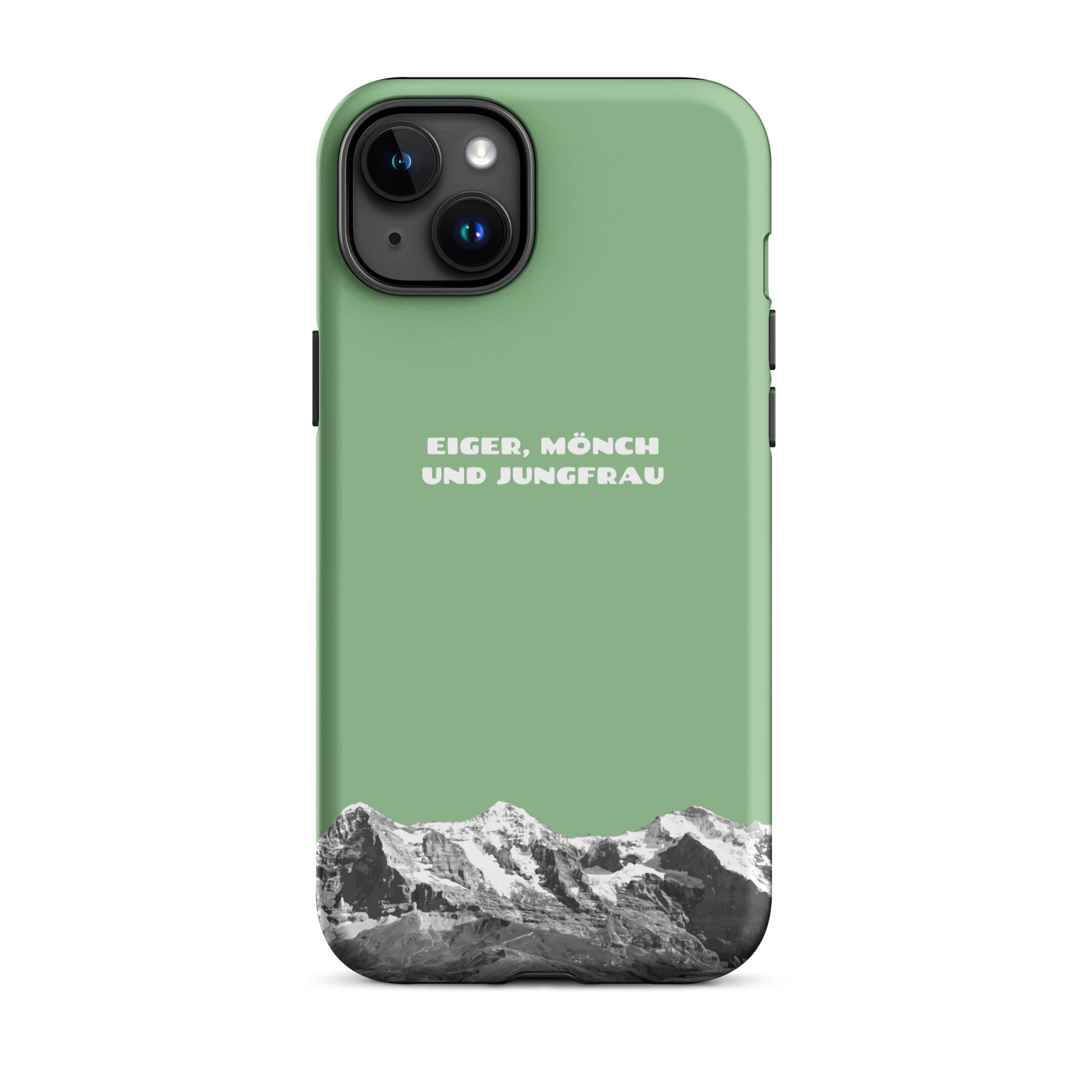 iPhone Hard Case mit Bergmotiv Eiger, Mönch und Jungfrau in Hellgrün für Apple iPhone.