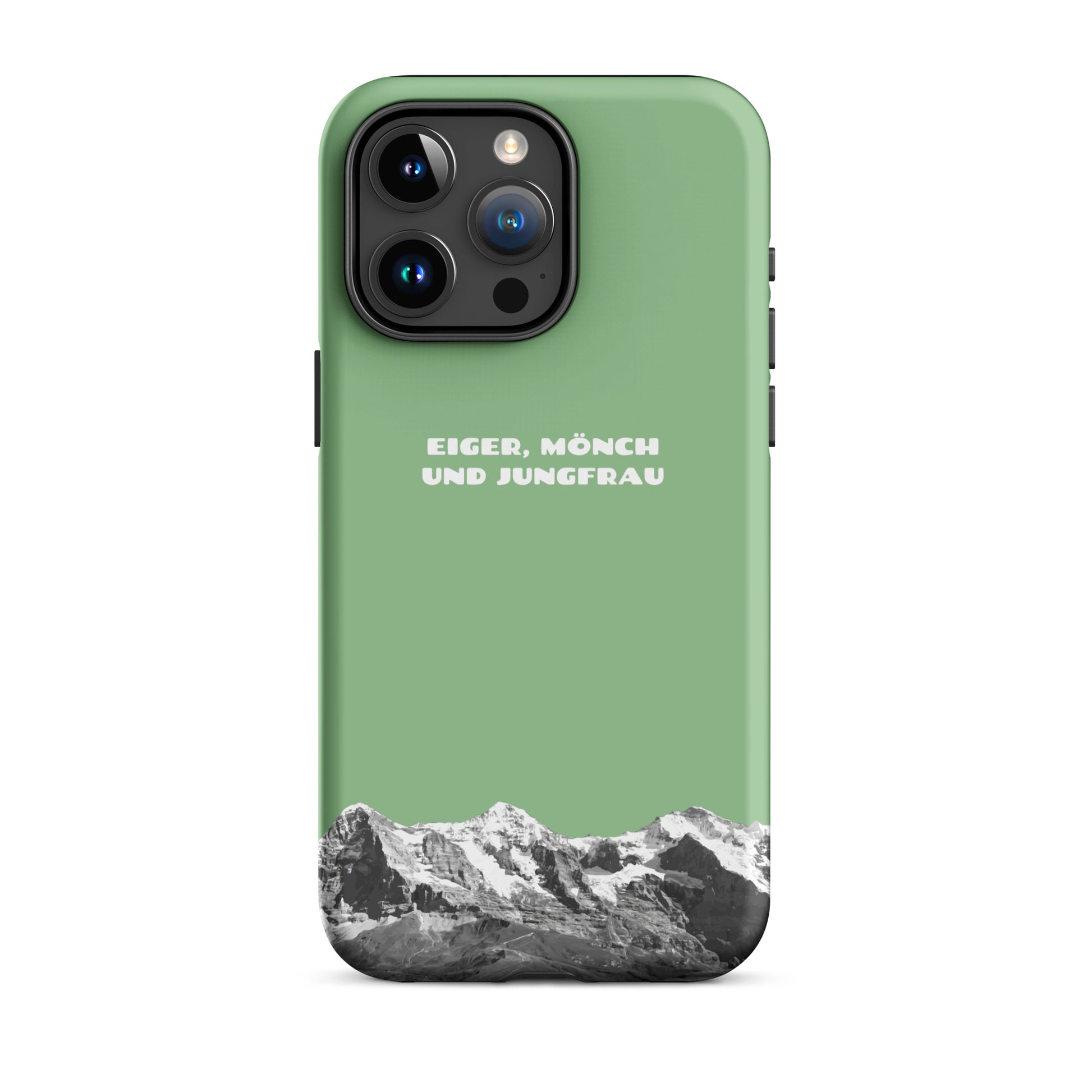 iPhone Hard Case mit Eiger, Mönch und Jungfrau Bergmotiv in Hellgrün für Apple iPhone
