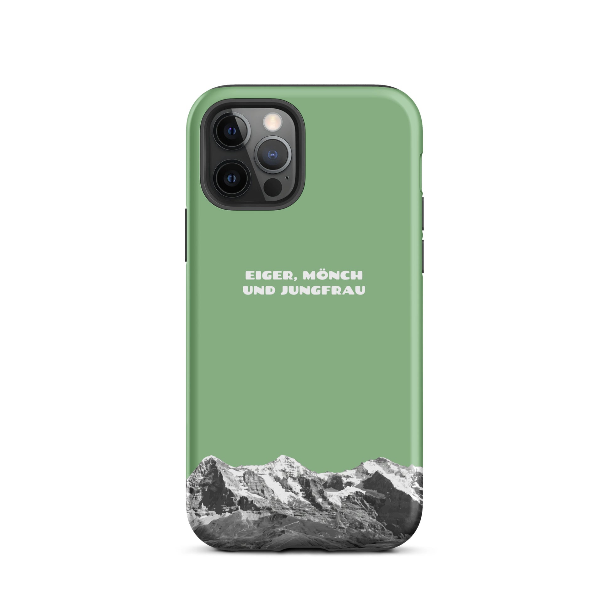 Hellgrüne iPhone Hardcase mit Eiger, Mönch und Jungfrau Motiv aus dem Berner Oberland, Schweizer Alpen