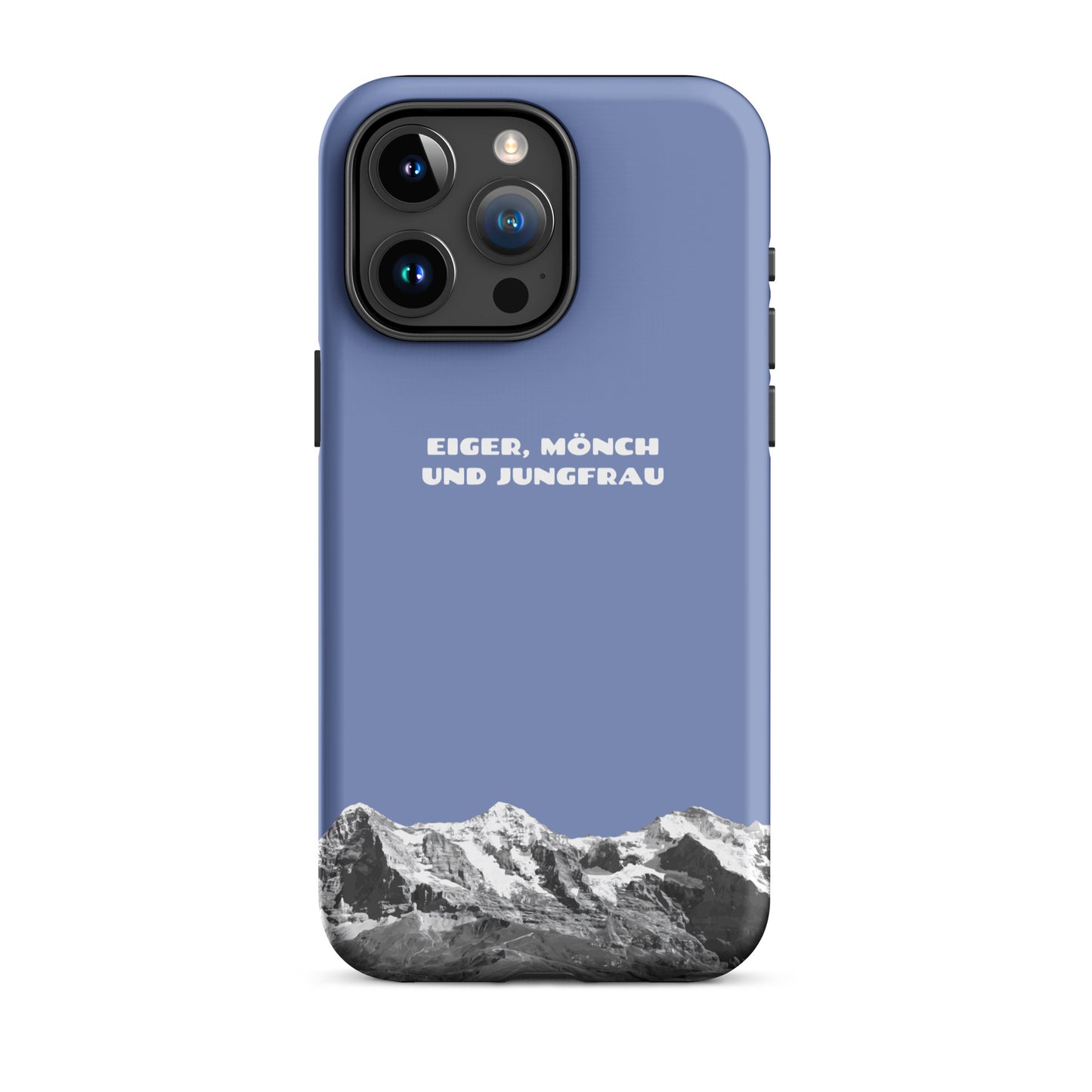 iPhone Case - Eiger, Mönch und Jungfrau - Pastellblau: Hard Case für Apple iPhone mit Bergpanorama aus dem Berner Oberland in den Schweizer Alpen