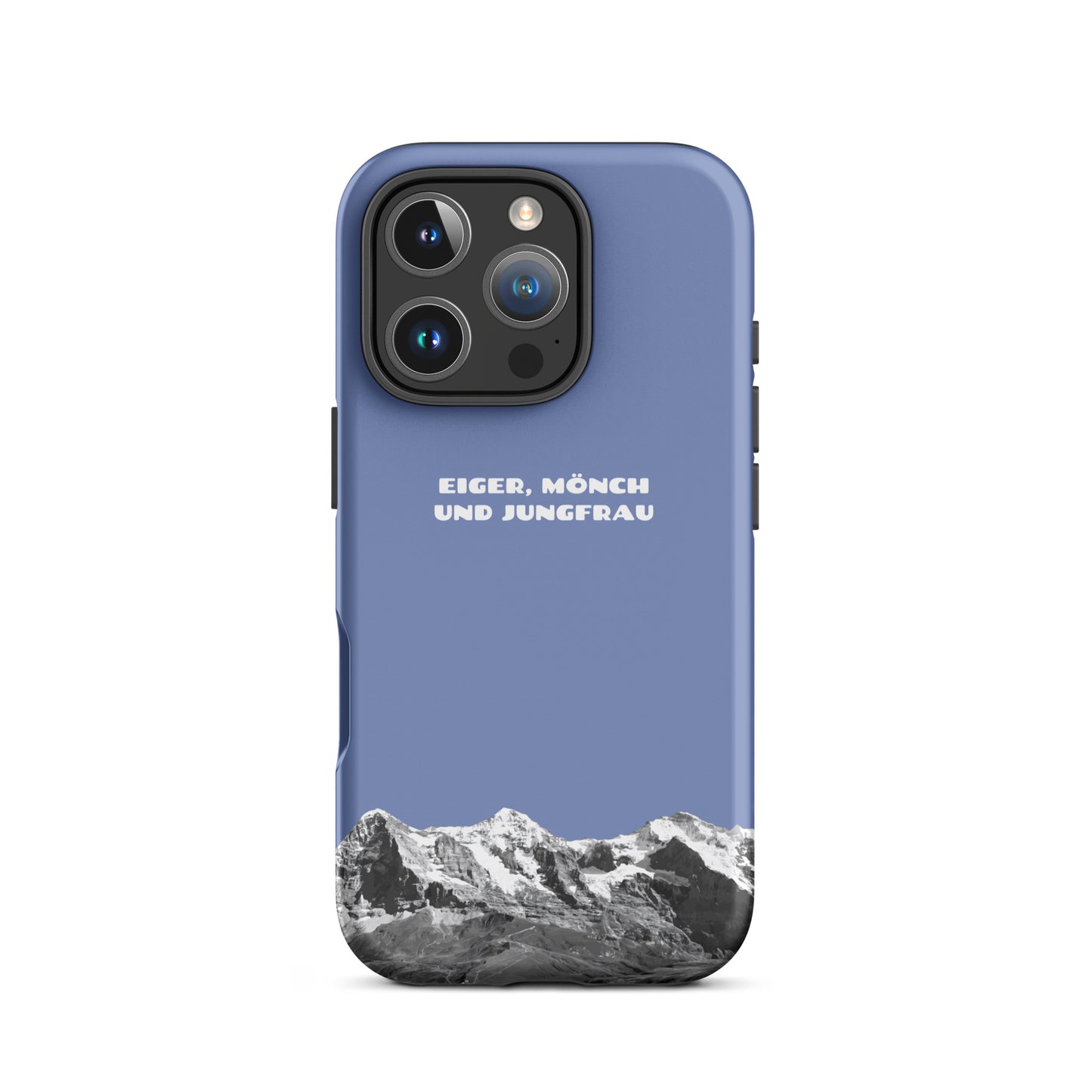 iPhone Case - Eiger, Mönch und Jungfrau - Pastellblau: Hard Case für Apple iPhone mit Bergpanorama aus dem Berner Oberland in den Schweizer Alpen