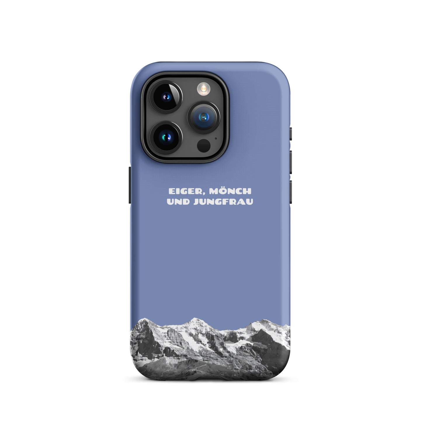 iPhone Case - Eiger, Mönch und Jungfrau - Pastellblau: Hard Case für Apple iPhone mit Bergpanorama aus dem Berner Oberland in den Schweizer Alpen