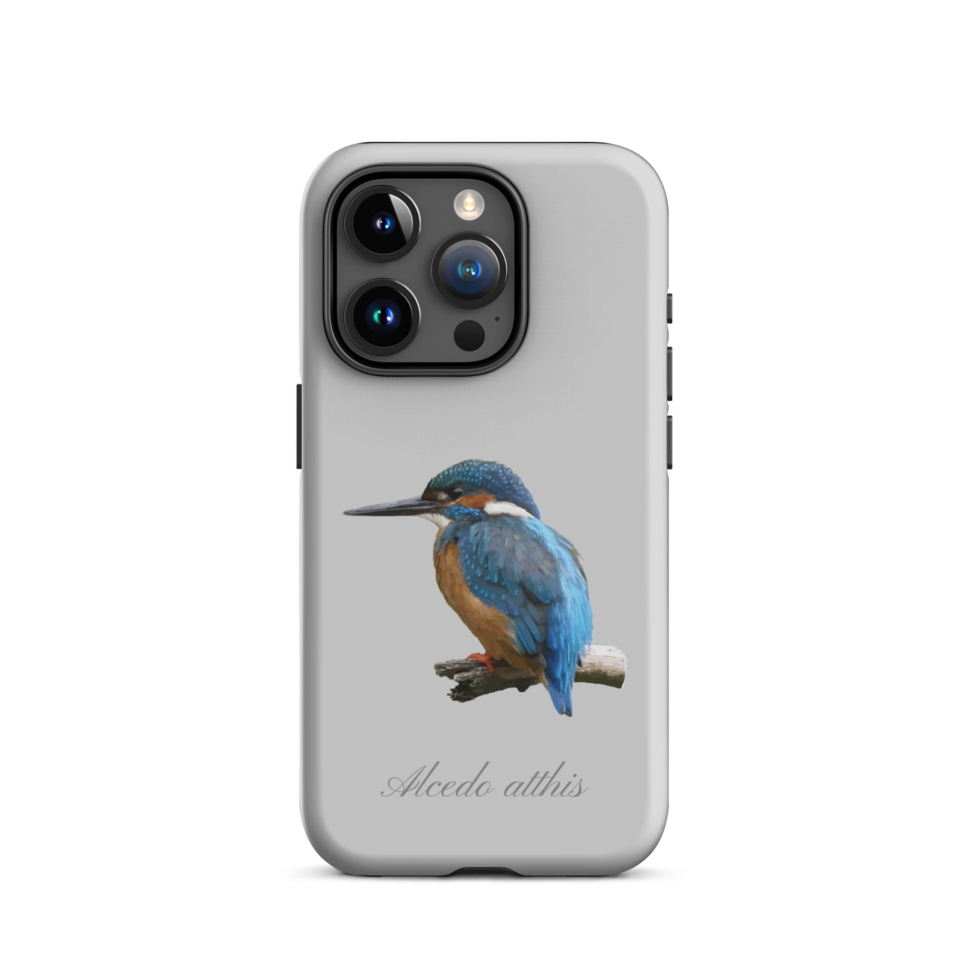 Graue iPhone-Hülle mit Eisvogel-Design, schützende Silikonhülle für Apple iPhone