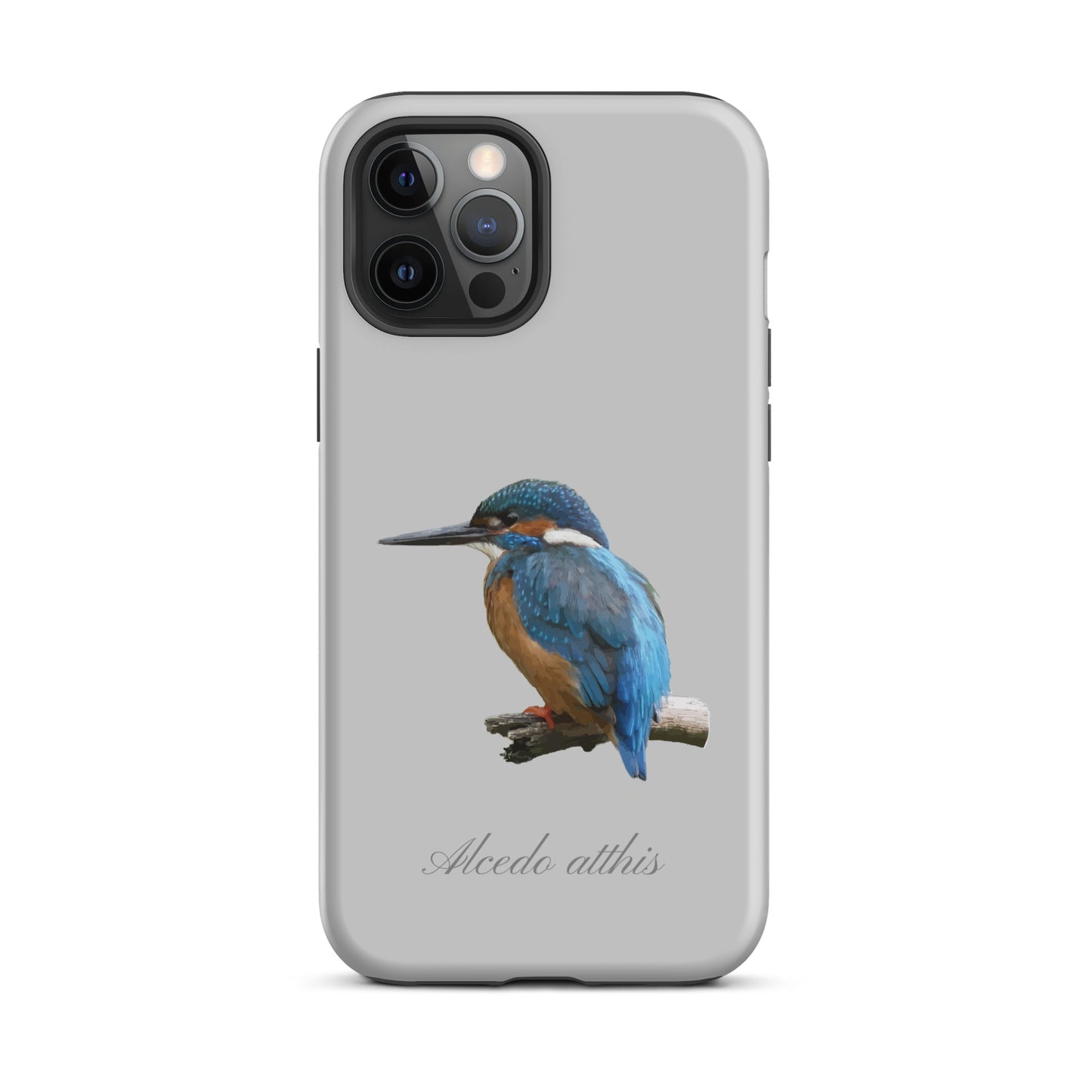 Graue iPhone-Hülle mit Eisvogel-Design, schützende Silikonhülle für Apple iPhone