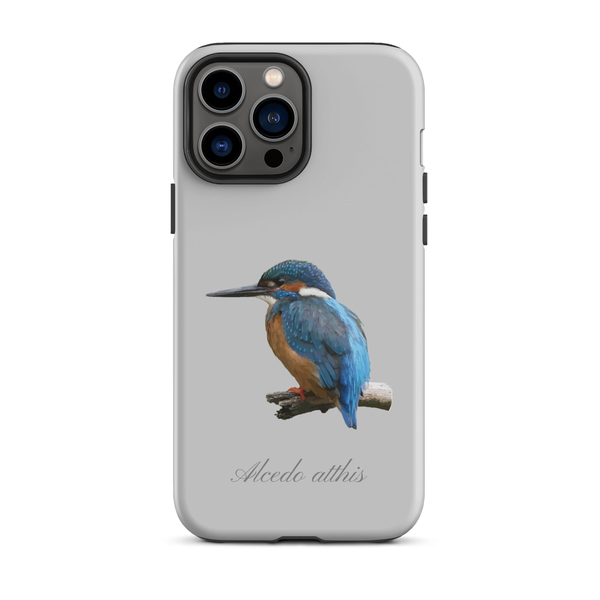 Graue iPhone-Hülle mit Eisvogel-Design aus robustem Kunststoff, Schutzhülle für Apple iPhone