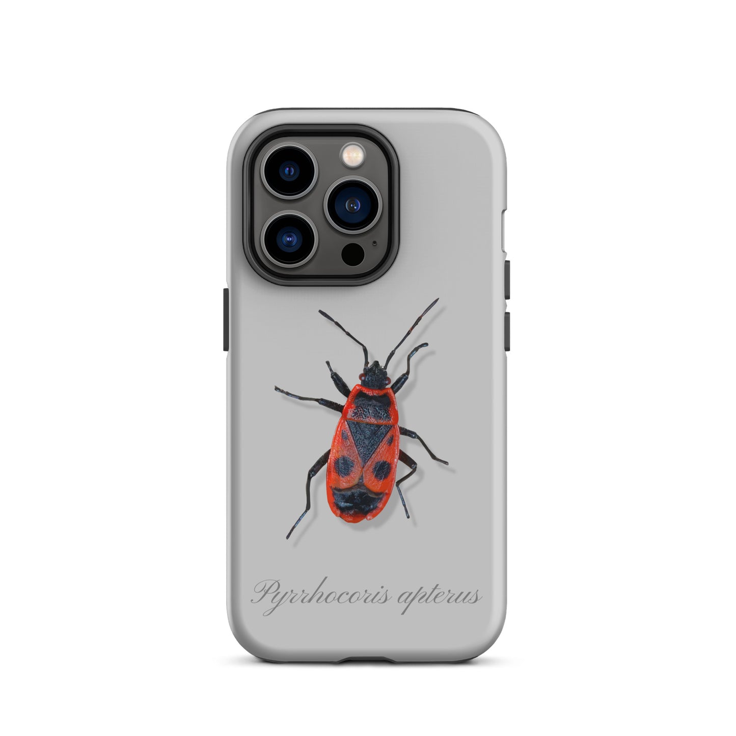 Graue iPhone Schutzhülle mit Feuerwanzen-Muster aus Silikon, kompatibel mit Apple iPhone