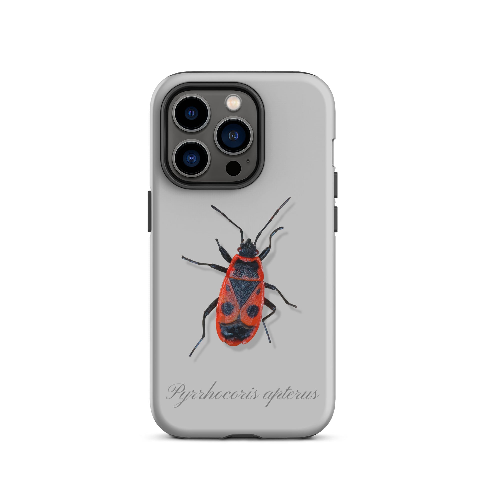 Graue iPhone Schutzhülle mit Feuerwanzen-Muster aus Silikon, kompatibel mit Apple iPhone