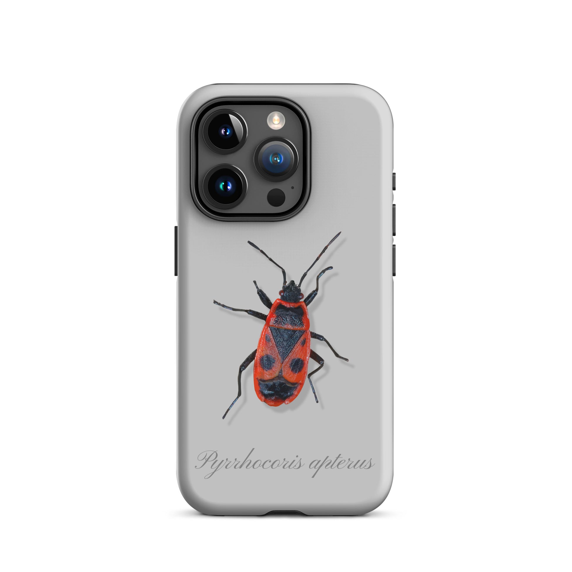 Graue iPhone-Hülle mit Feuerwanzen-Design, Schutzhülle aus robustem Material für Apple iPhone