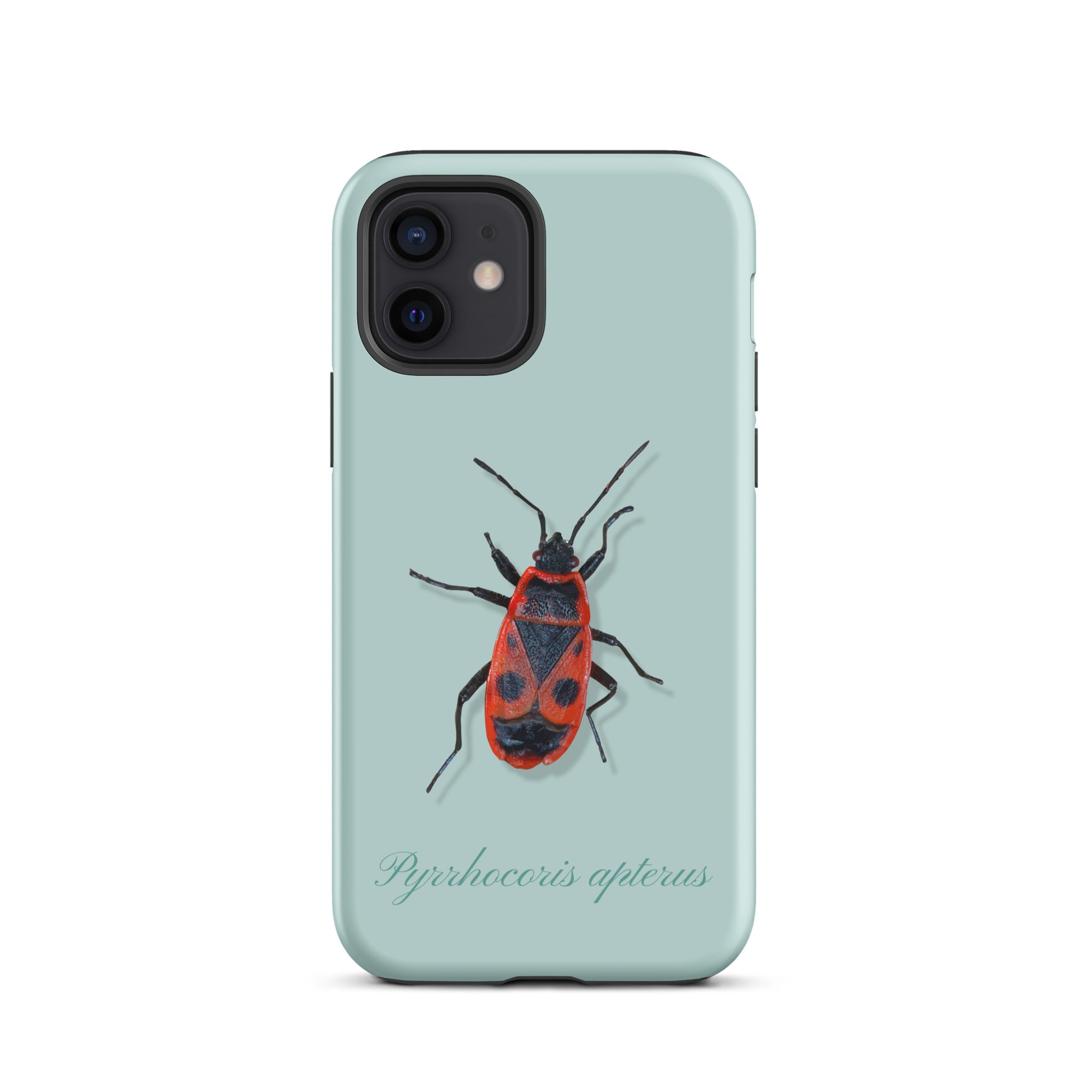 Handyhülle für iPhone mit Feuerwanzen-Design in Hellblau, Schutzhülle aus robustem Material