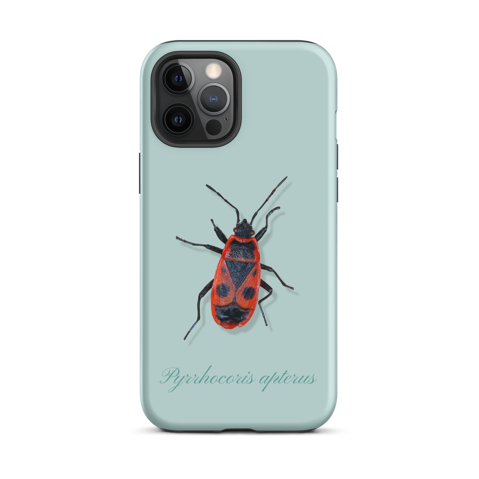Hellblaue iPhone-Hülle mit Feuerwanzen-Design aus robustem Material, Schutzhülle für Apple iPhone