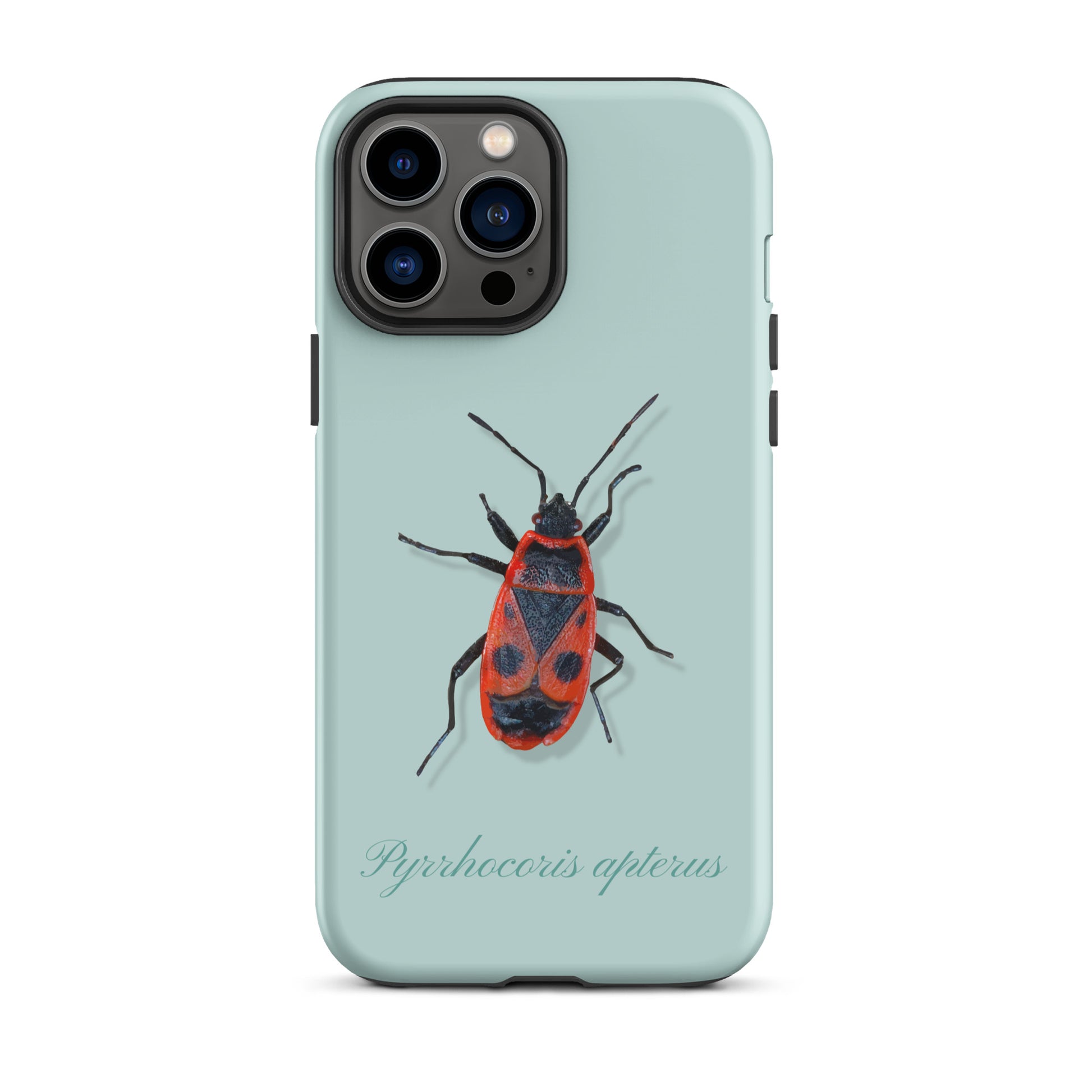 iPhone Hülle in Hellblau mit Feuerwanzen-Design, Schutzhülle aus Kunststoff für Apple iPhone