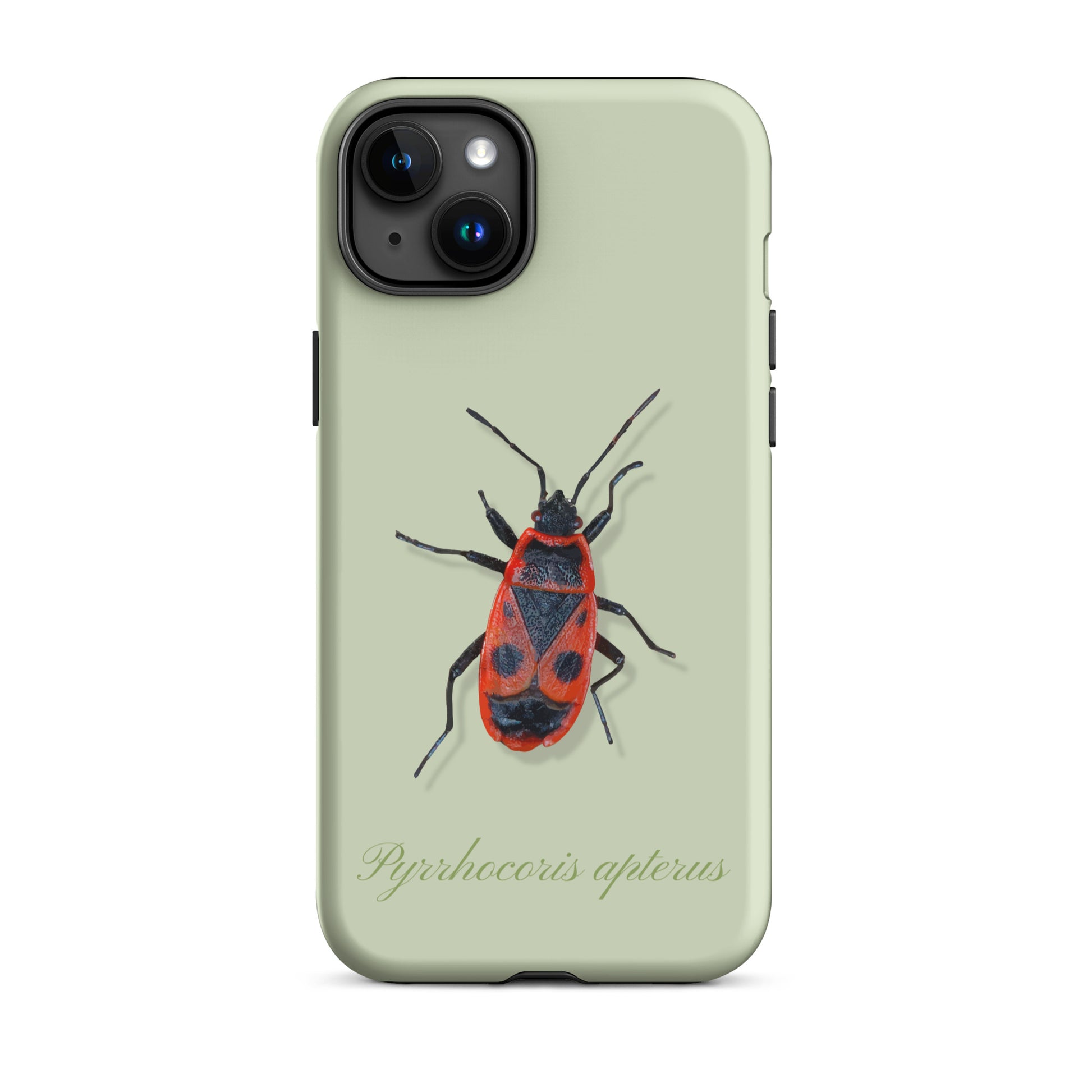 iPhone Hülle mit Feuerwanzen-Motiv in Hellgrün, Schutzhülle aus robustem Material für iPhone