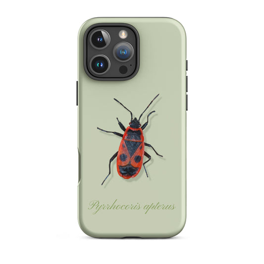 iPhone Case mit Feuerwanzen-Design in Hellgrün, Schutzhülle aus robustem Material für Apple iPhone.
