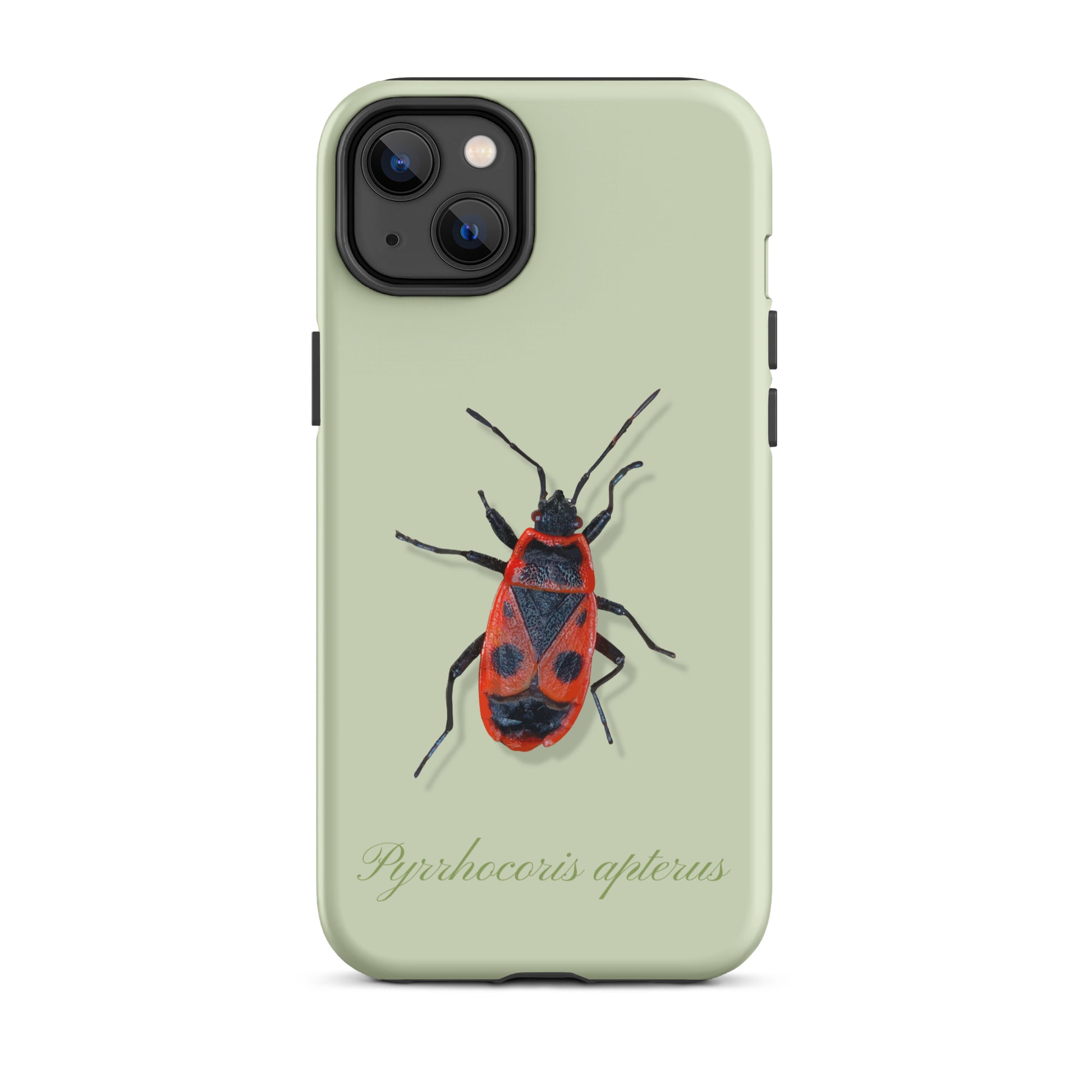 Hellgrüne iPhone Schutzhülle mit Feuerwanze Design, robust und stylisch für Apple iPhones.