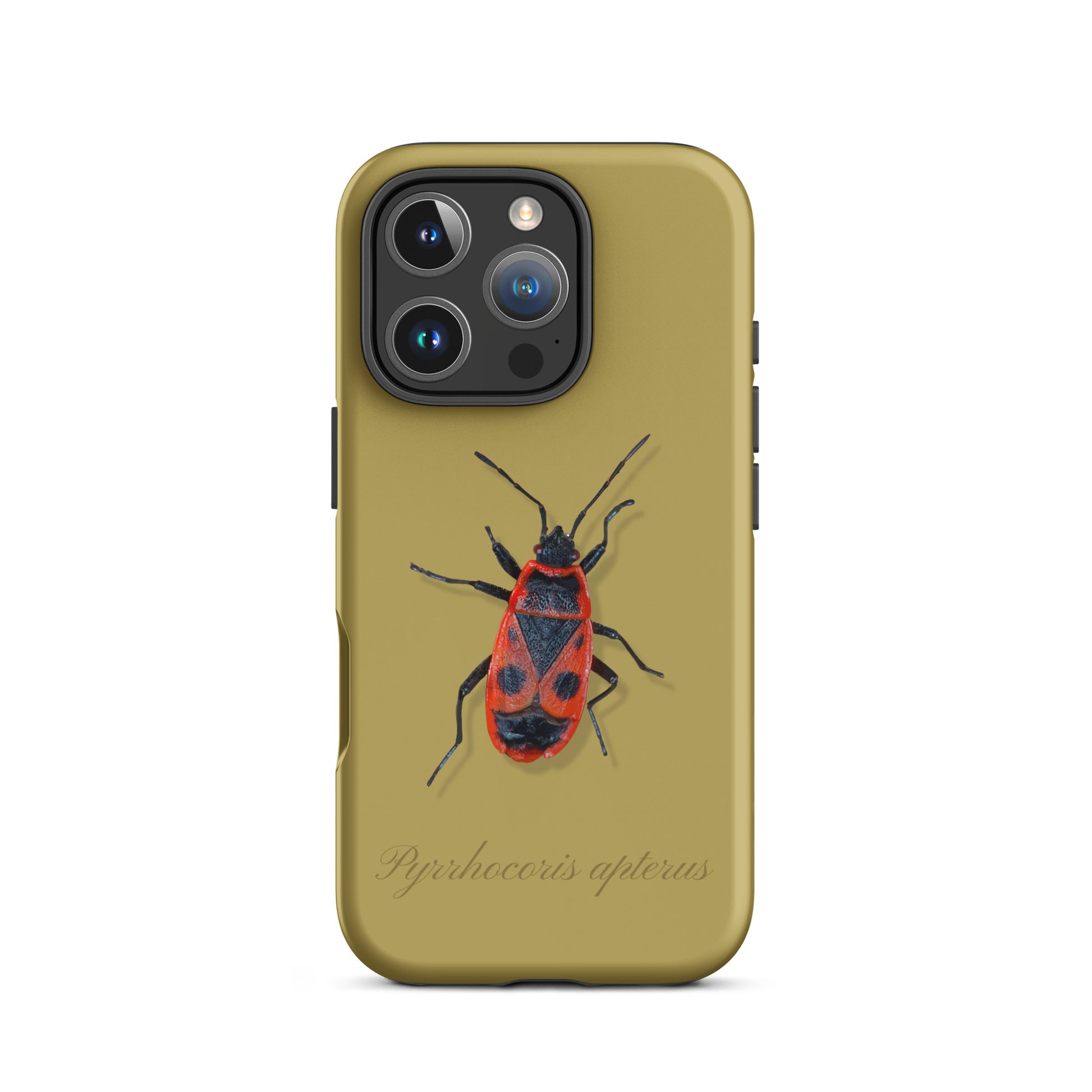 iPhone Hülle in Ockergelb mit Feuerwanzenmotiv, Schutzhülle für Apple iPhone